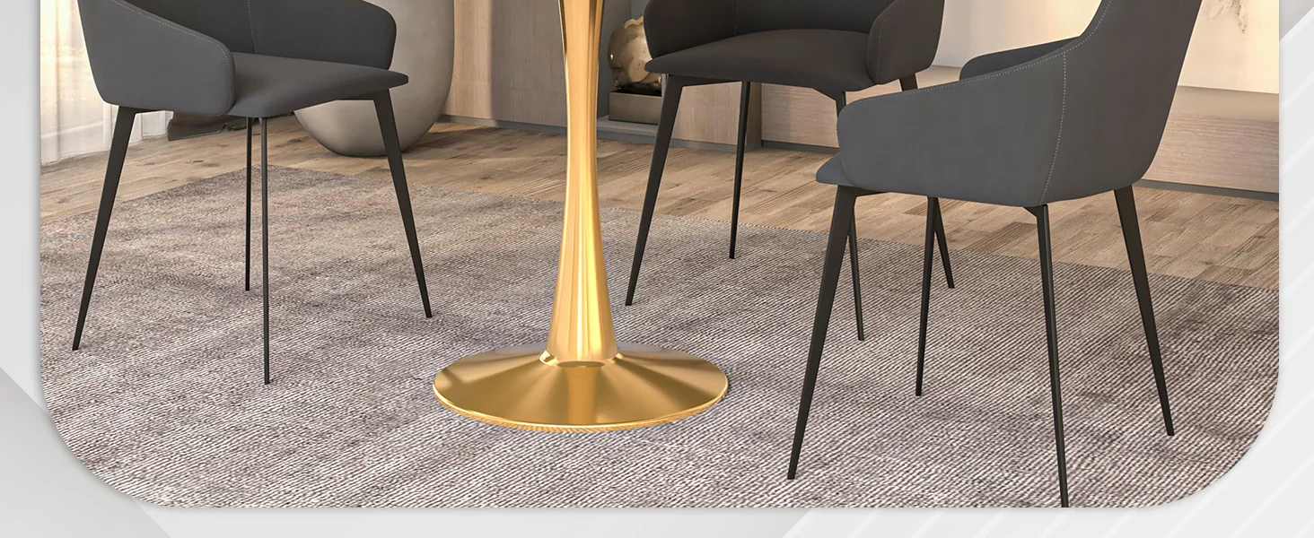 Bristol 35" round dining table Gold Base With Natural Wood Top