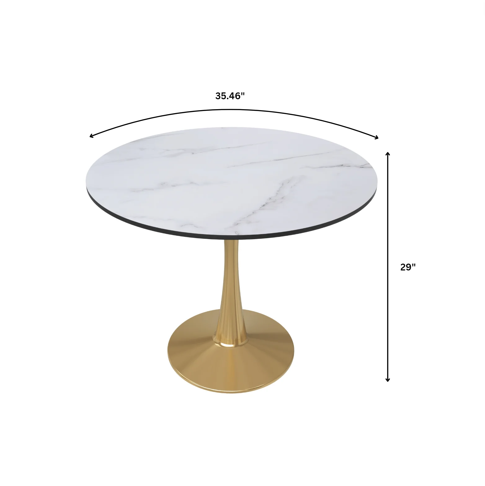Bristol 35" round dining table Gold Base With White Top