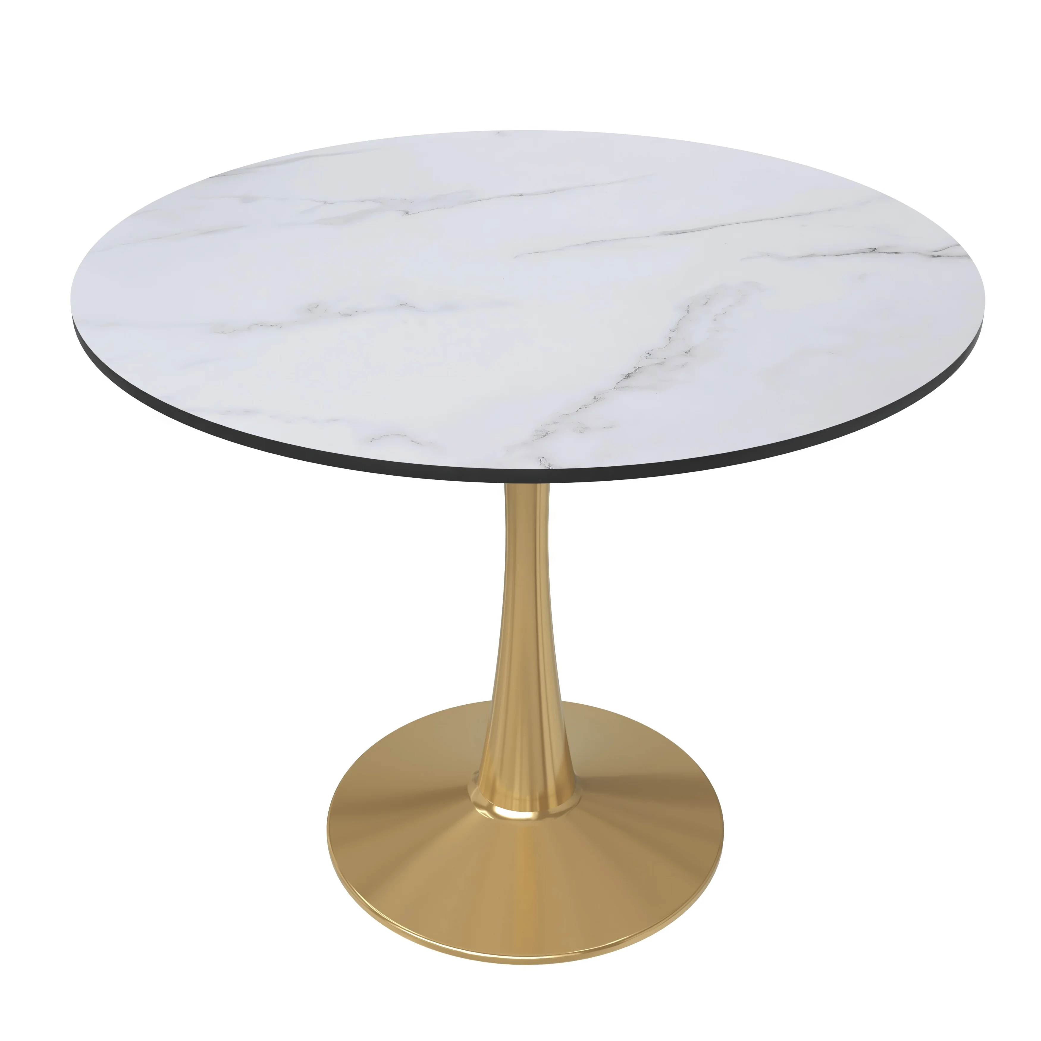 Bristol 35" round dining table Gold Base With White Top