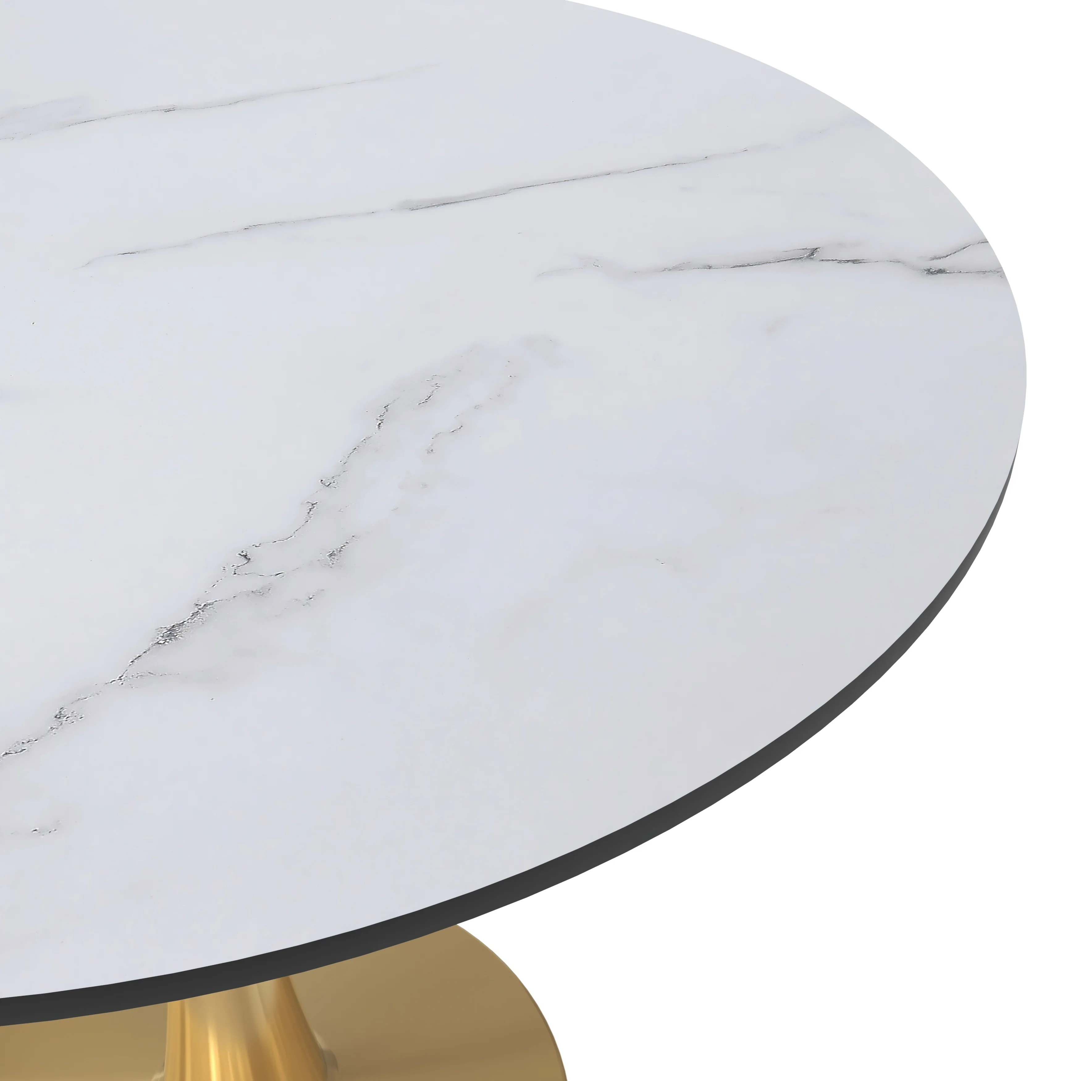 Bristol 35" round dining table Gold Base With White Top