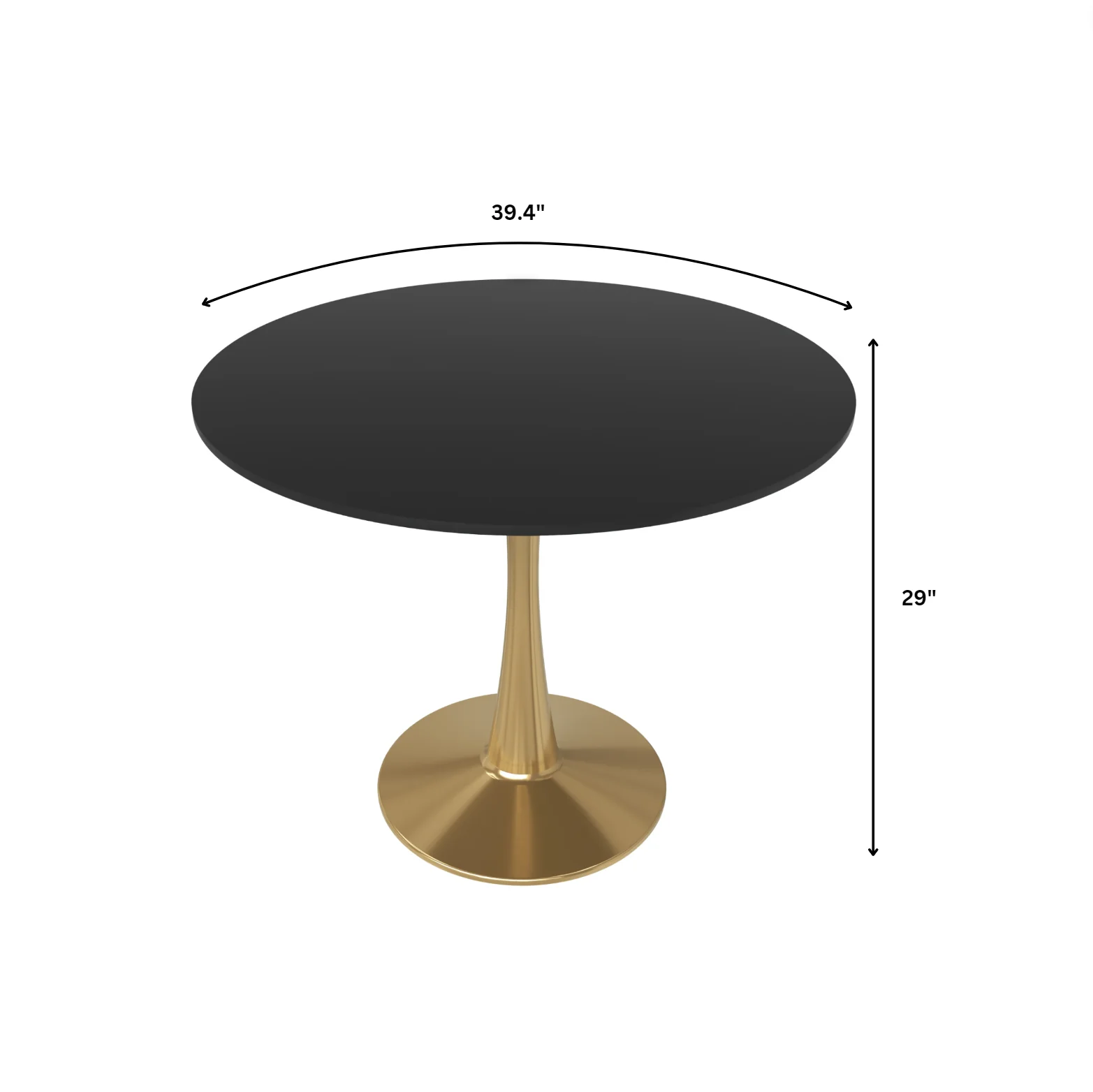 Bristol 40" round dining table Gold Base With Black Top