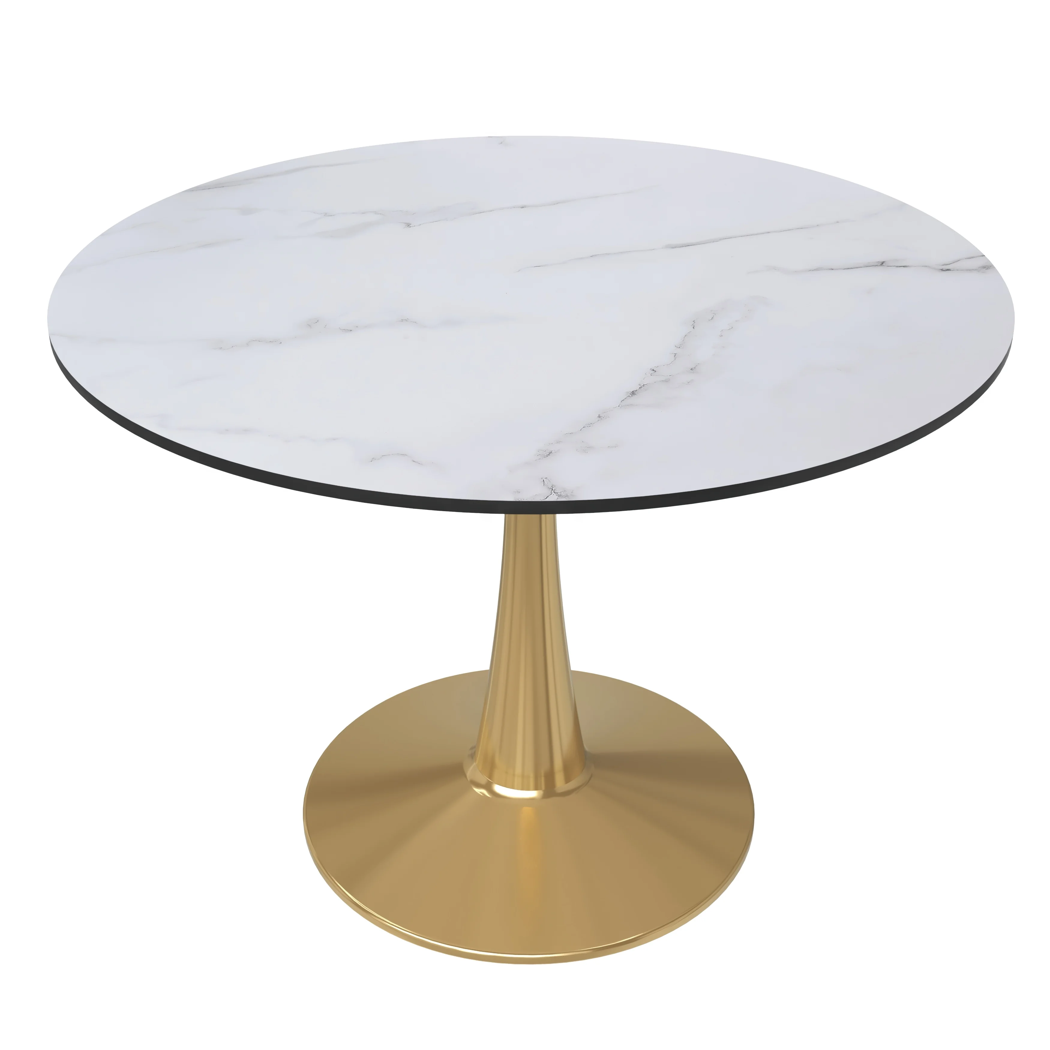 Bristol 40" round dining table Gold Base With White Top