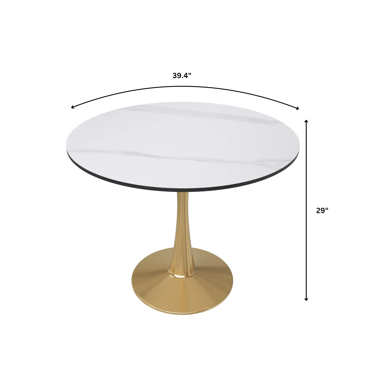 Bristol 40" round dining table Gold base with White Sintered stone Top