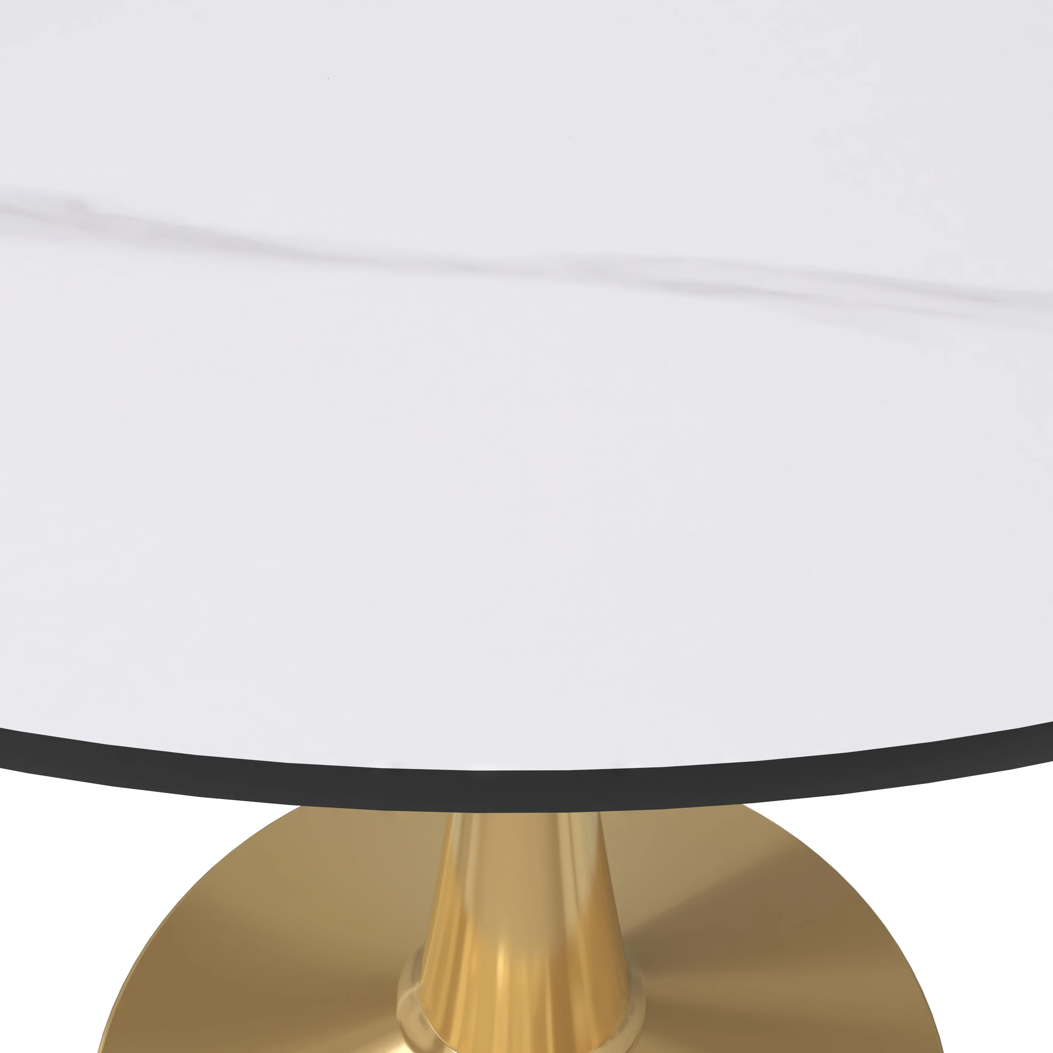 Bristol 40" round dining table Gold base with White Sintered stone Top