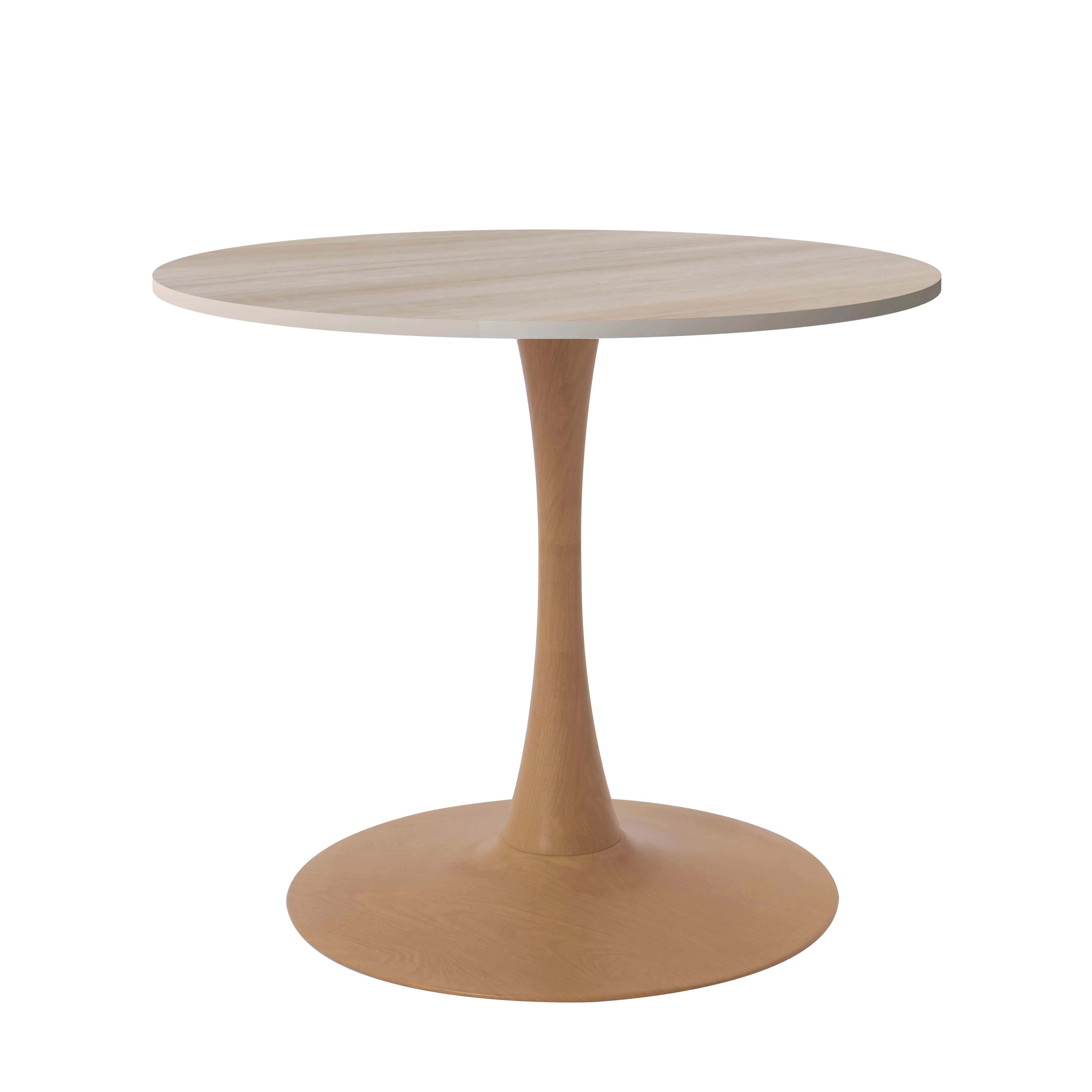 Bristol 35" Round Dining Table Wood Transfer Natural Base with MDF Natural Wood Top