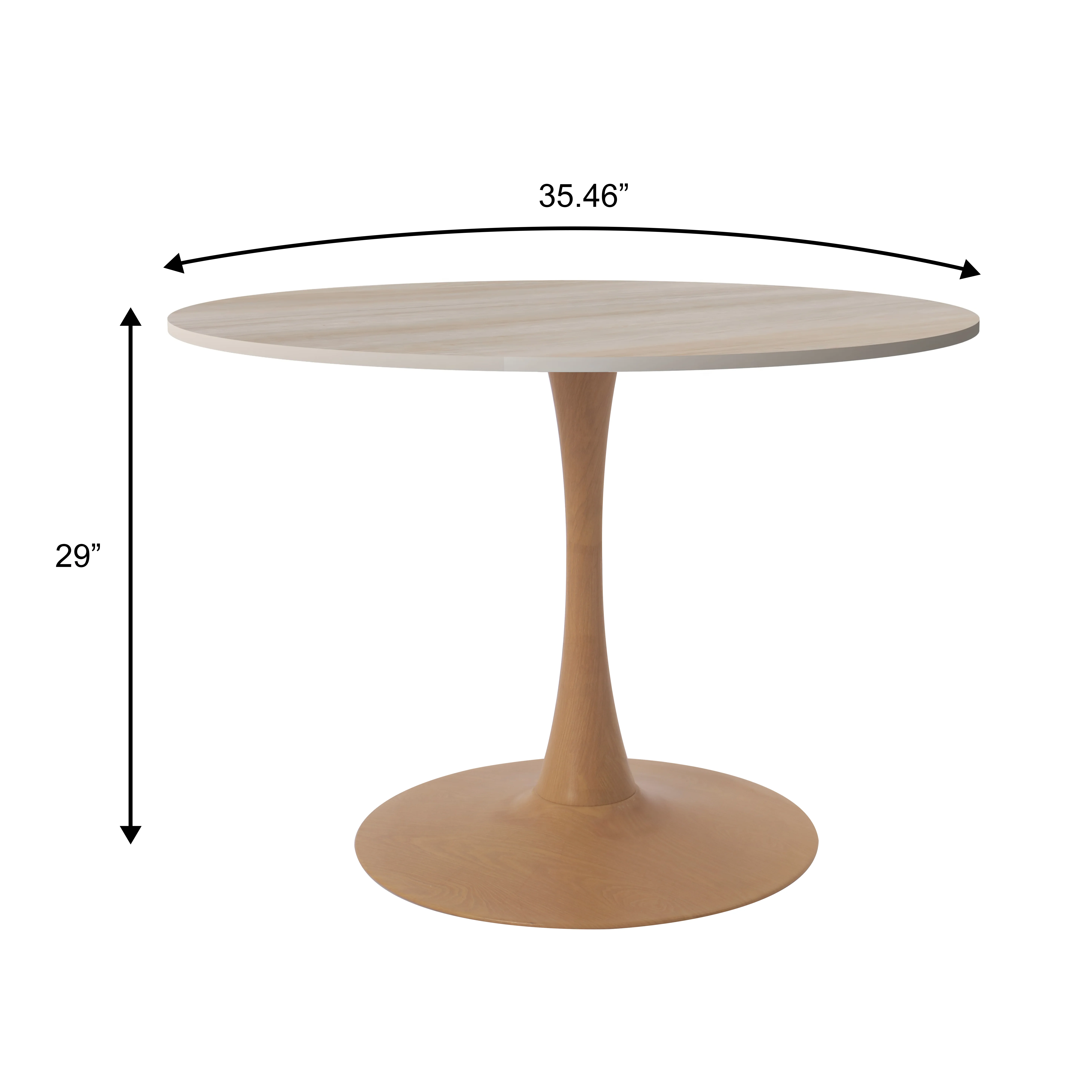 Bristol 35" Round Dining Table Wood Transfer Natural Base with MDF Natural Wood Top