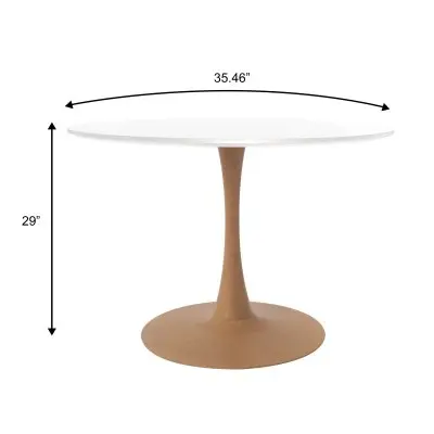 Bristol 35" Round Dining Table Wood Transfer Natural Base with MDF White Top