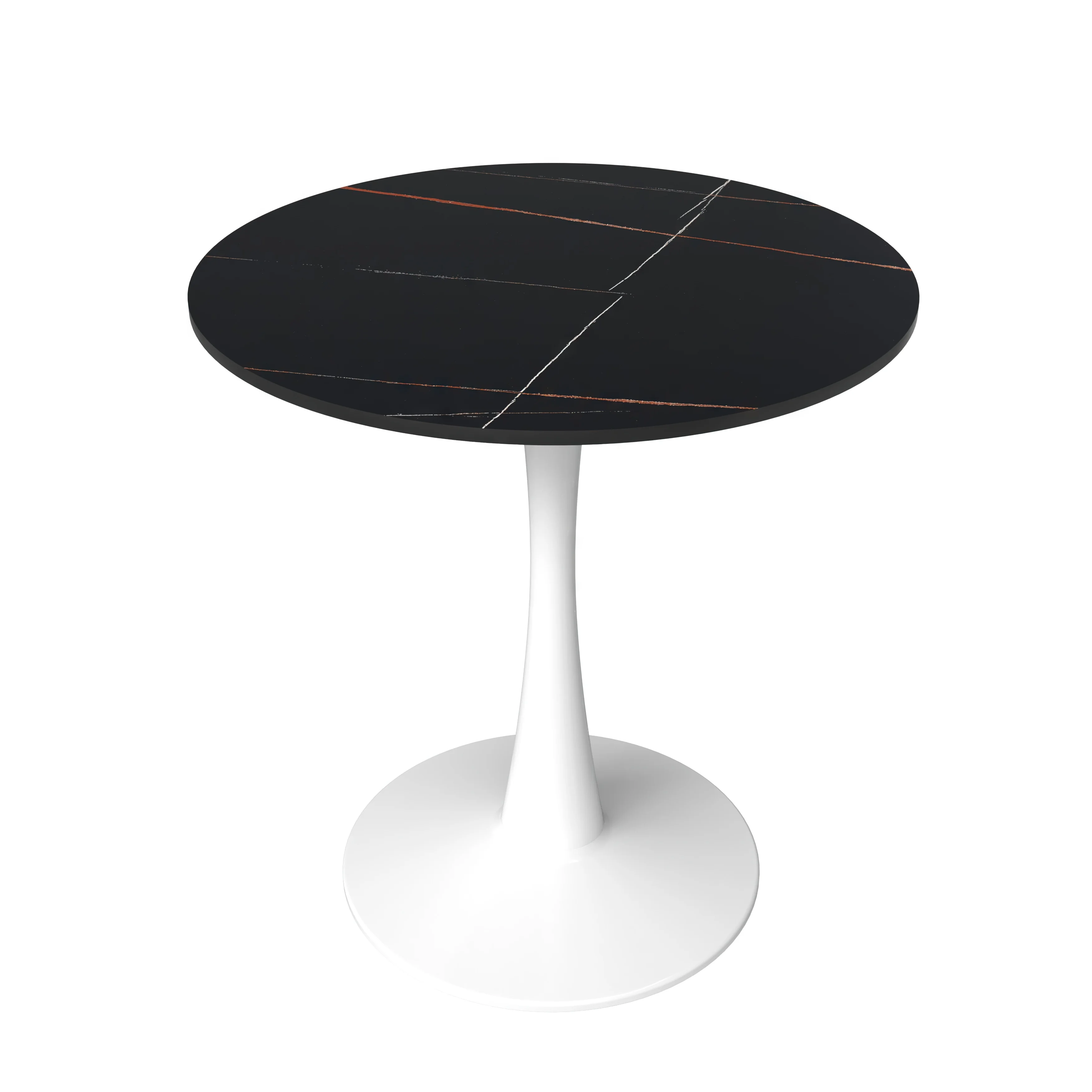 Bristol 24 round dining table White base with Black Sintered stone Top