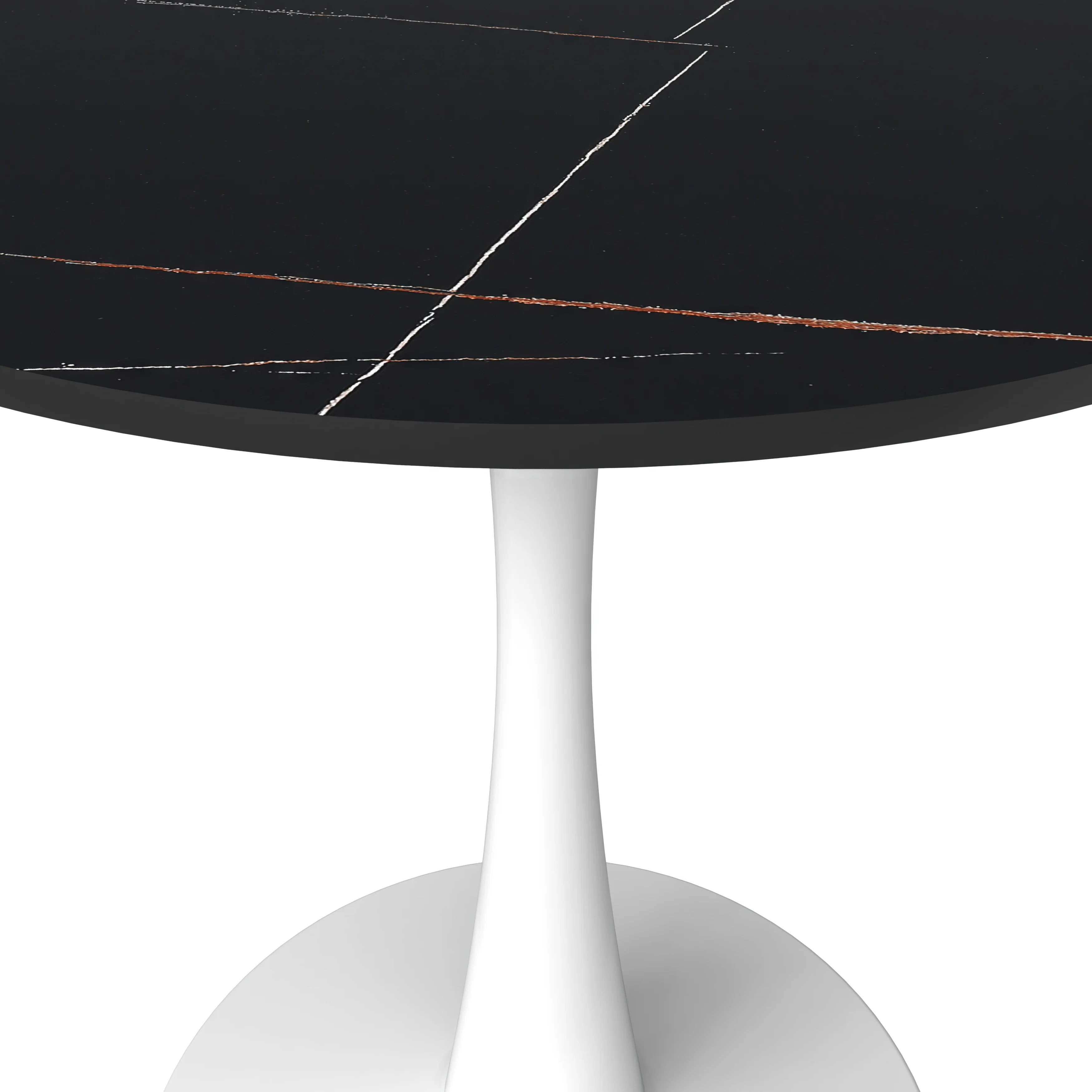 Bristol 24 round dining table White base with Black Sintered stone Top