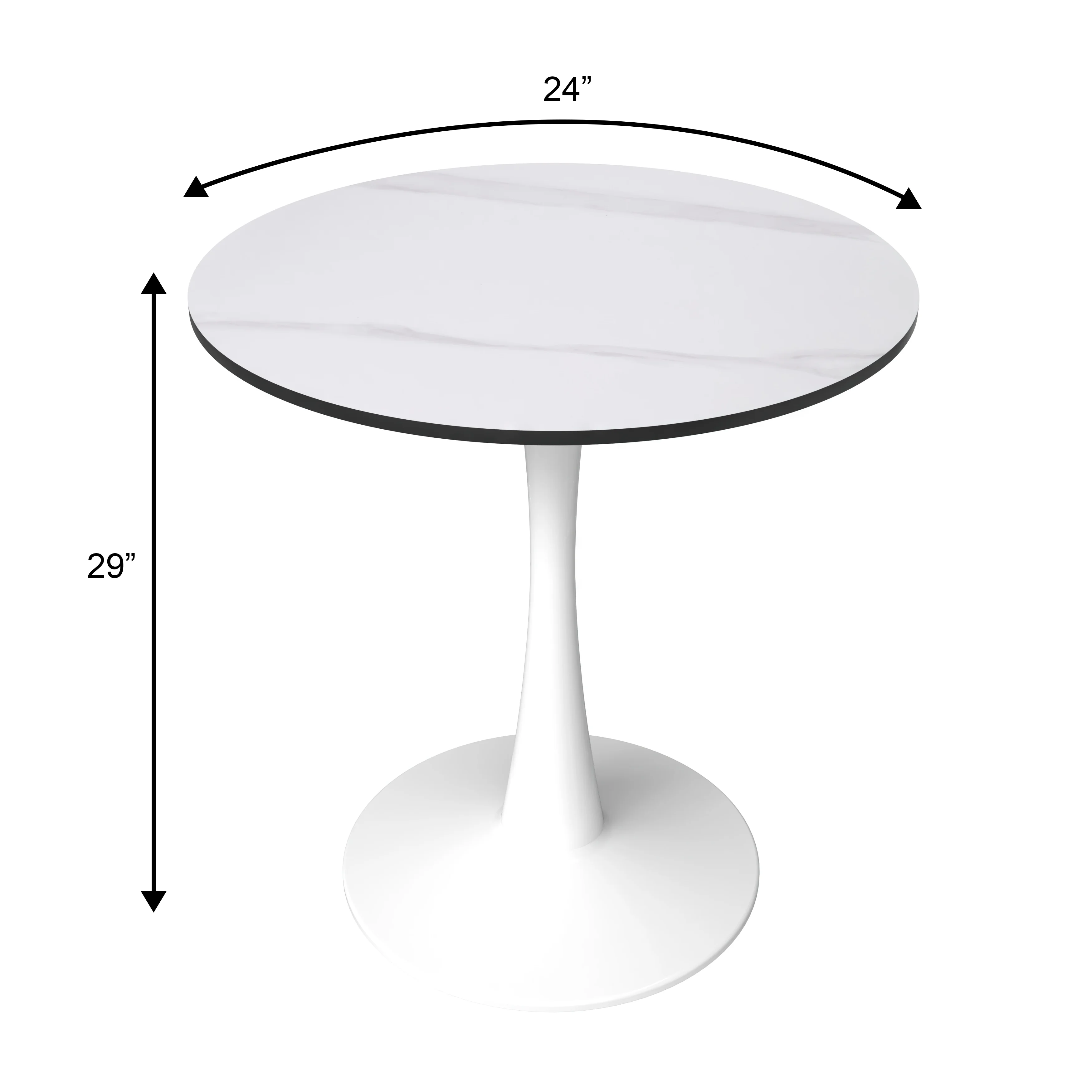 Bristol 24 round dining table White base with White Sintered stone Top
