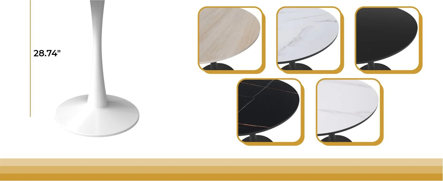 Leisyremod Bristol 27" Round Dining Table White base with Black top