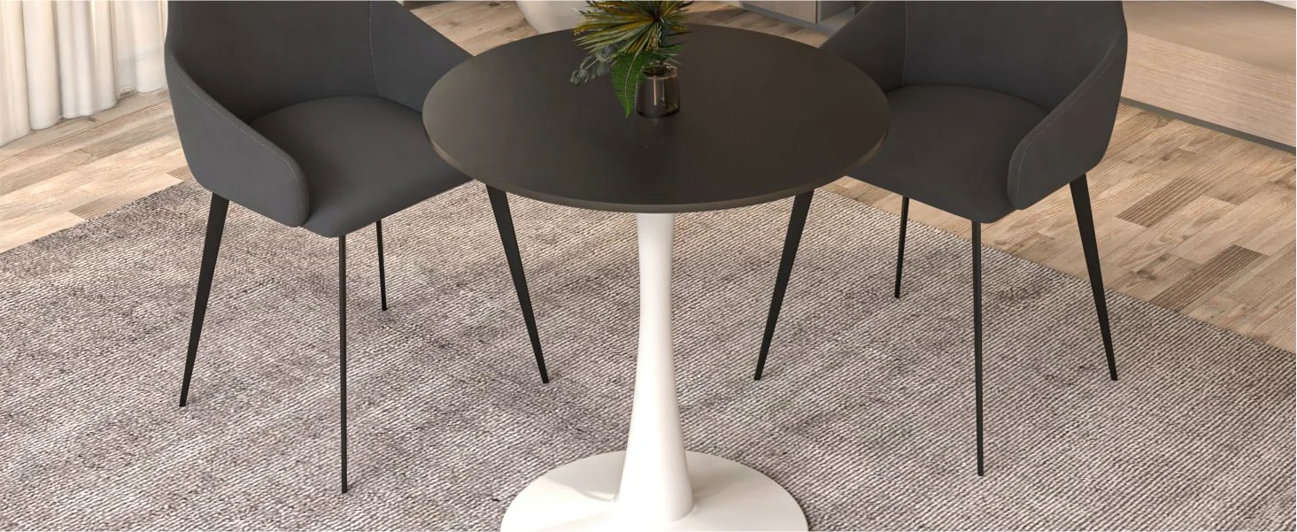 Leisyremod Bristol 27" Round Dining Table White base with Black top