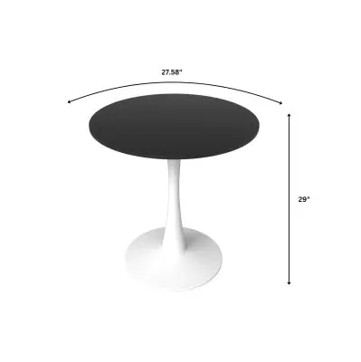 Leisyremod Bristol 27" Round Dining Table White base with Black top