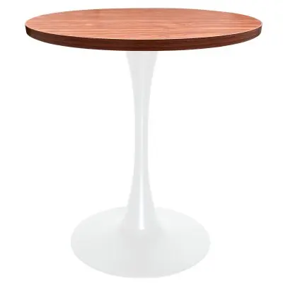 Bristol Dining table, White Base with 27" Round Cognac Brown MDF top