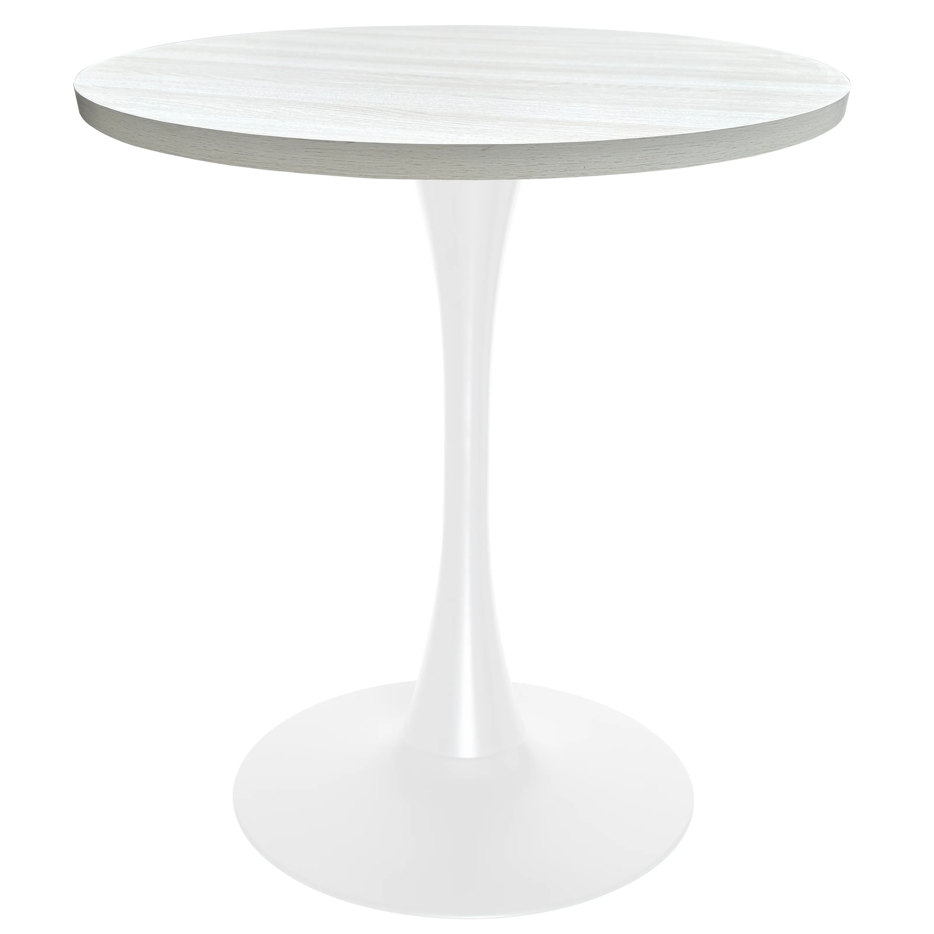 Bristol Dining table, White Base with 27" Round Light Natural MDF top