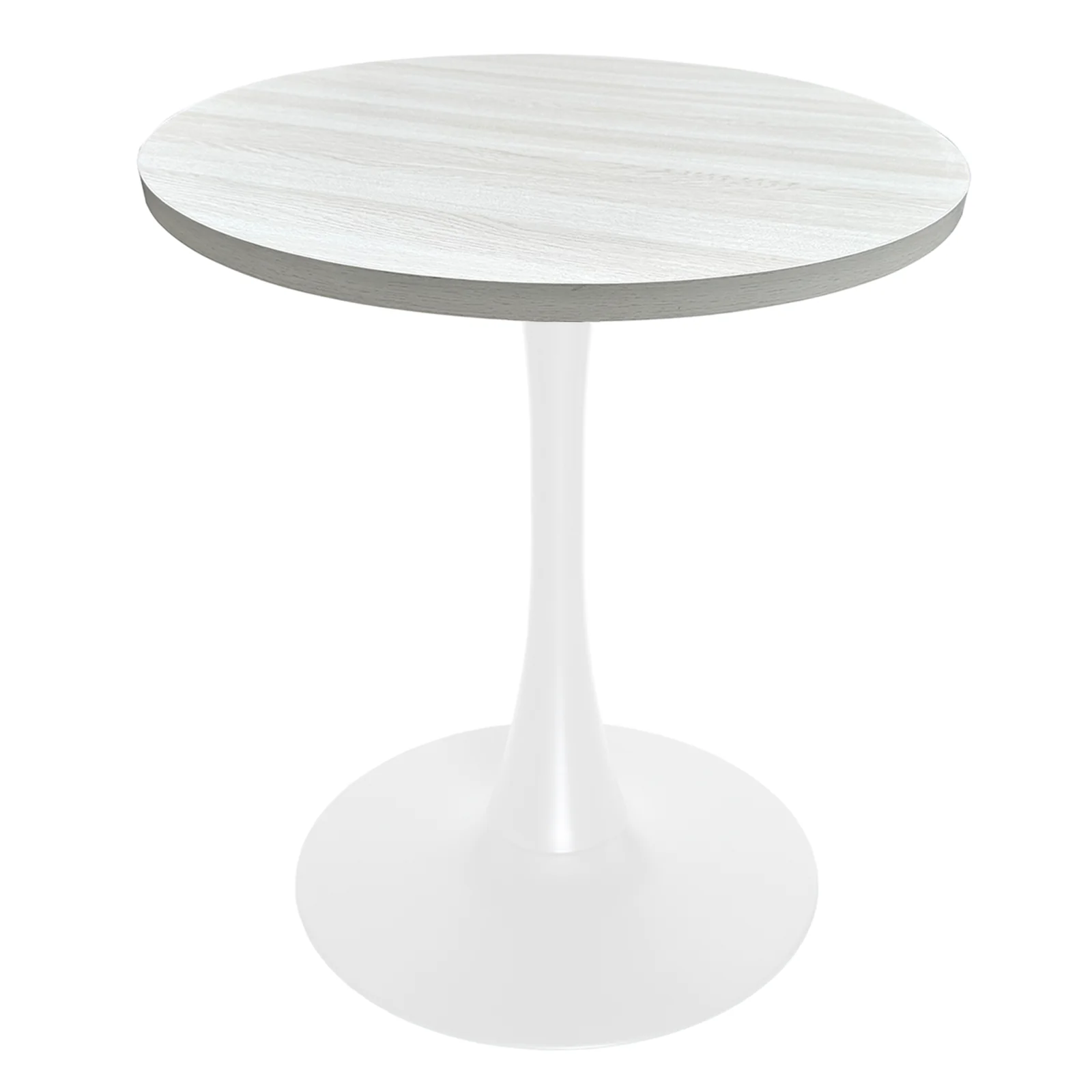 Bristol Dining table, White Base with 27" Round Light Natural MDF top