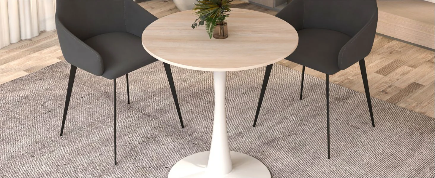 Bristol 27" round dining table White base with marbled MDF top