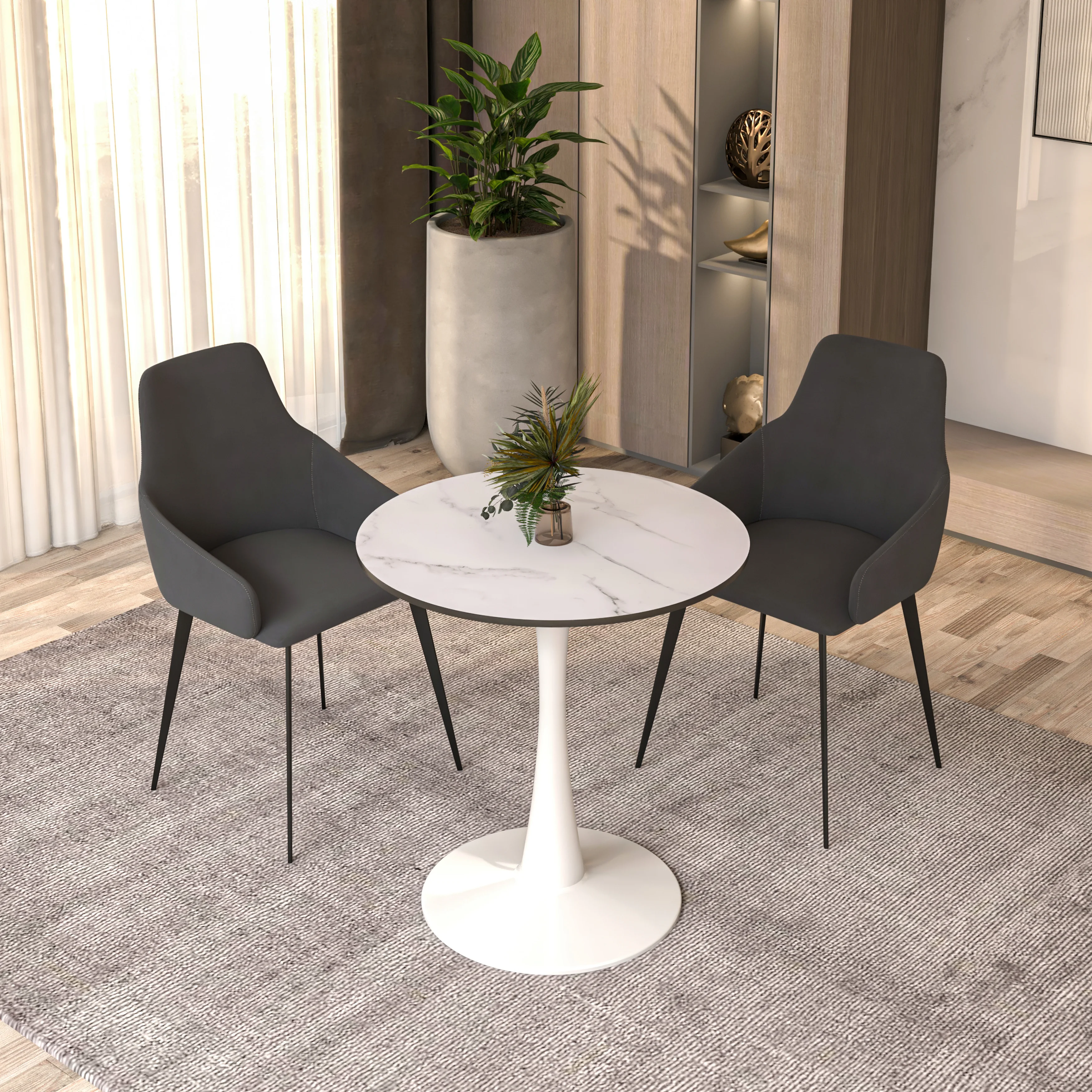 Leisyremod Bristol 27" Round Dining Table White base with White top