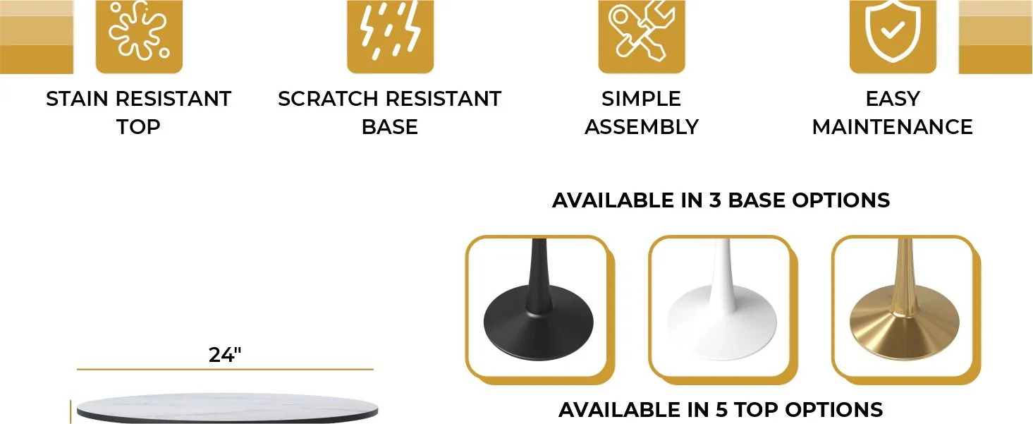 Leisyremod Bristol 27" Round Dining Table White base with White top