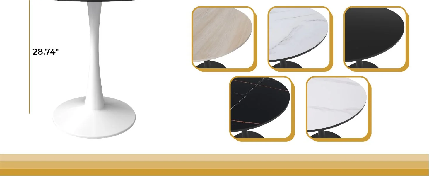 Leisyremod Bristol 27" Round Dining Table White base with White top