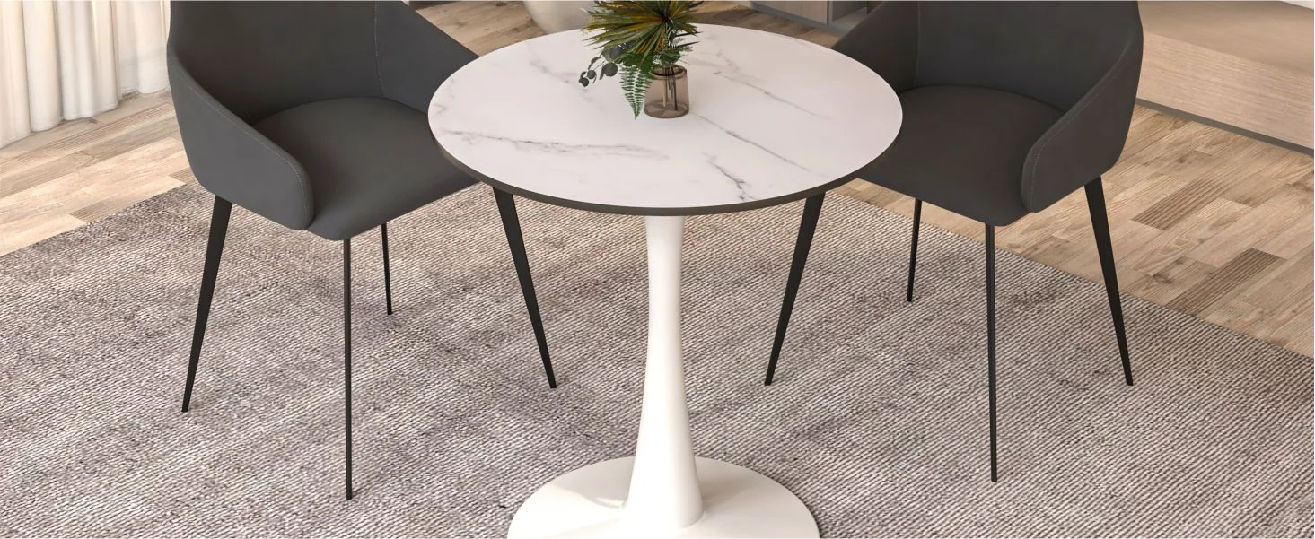 Leisyremod Bristol 27" Round Dining Table White base with White top