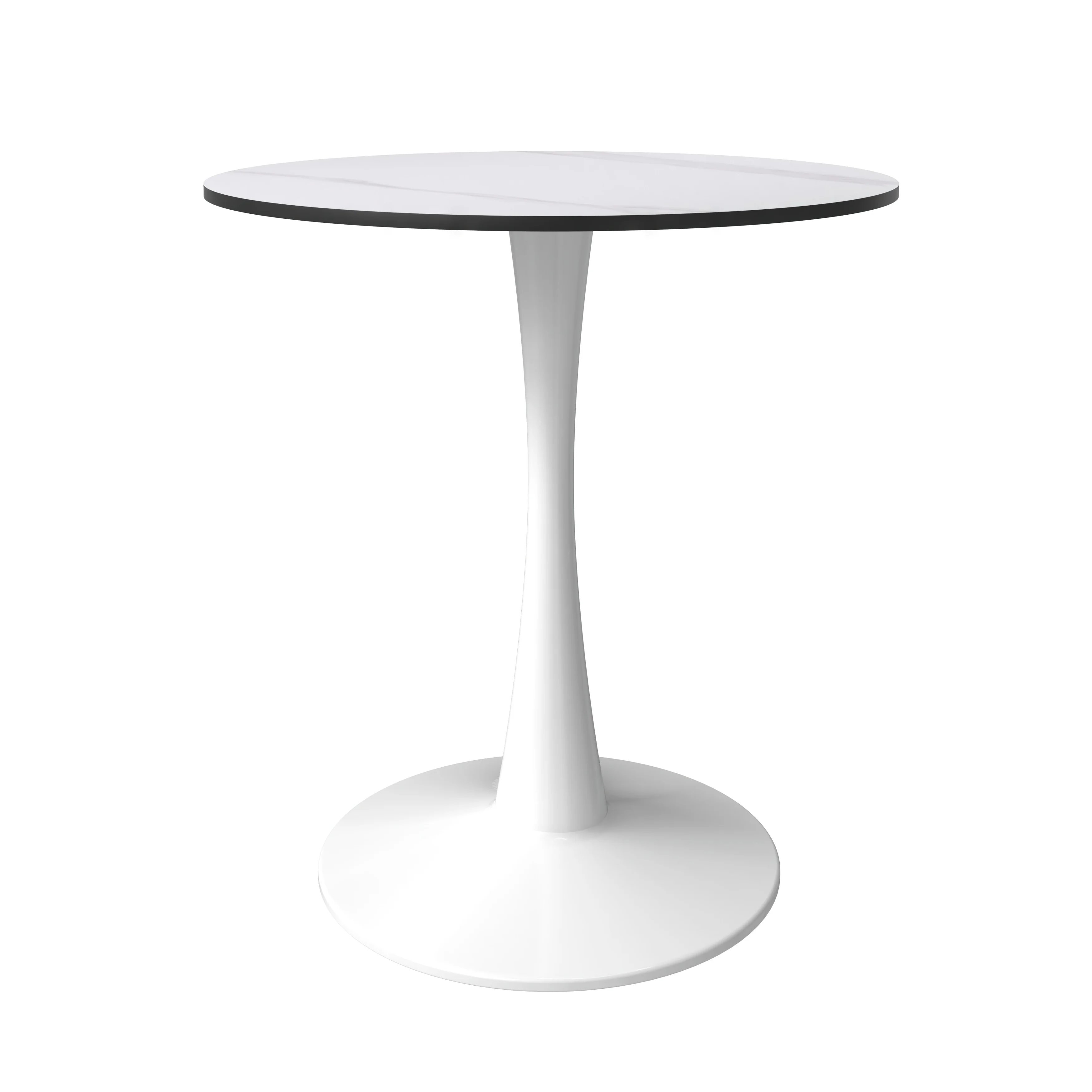 Bristol 27 round dining table White base with White Sintered stone Top