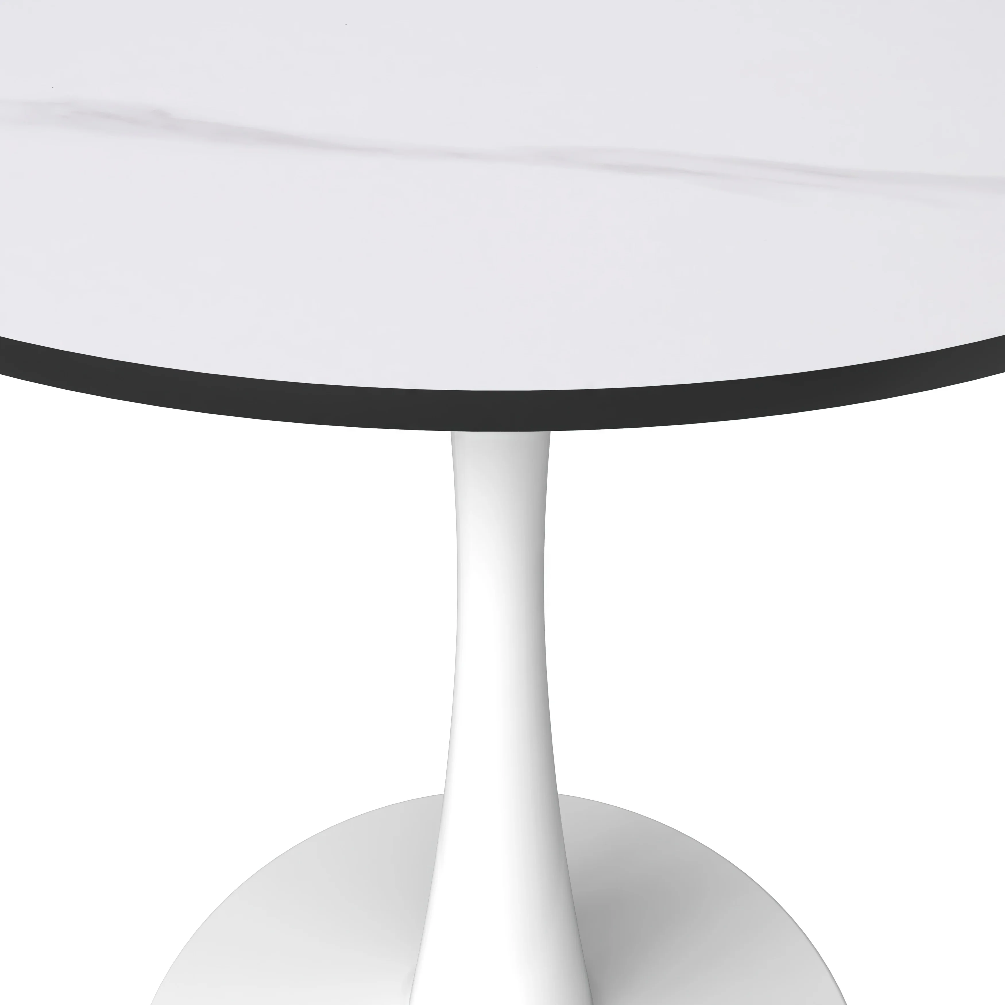 Bristol 27 round dining table White base with White Sintered stone Top