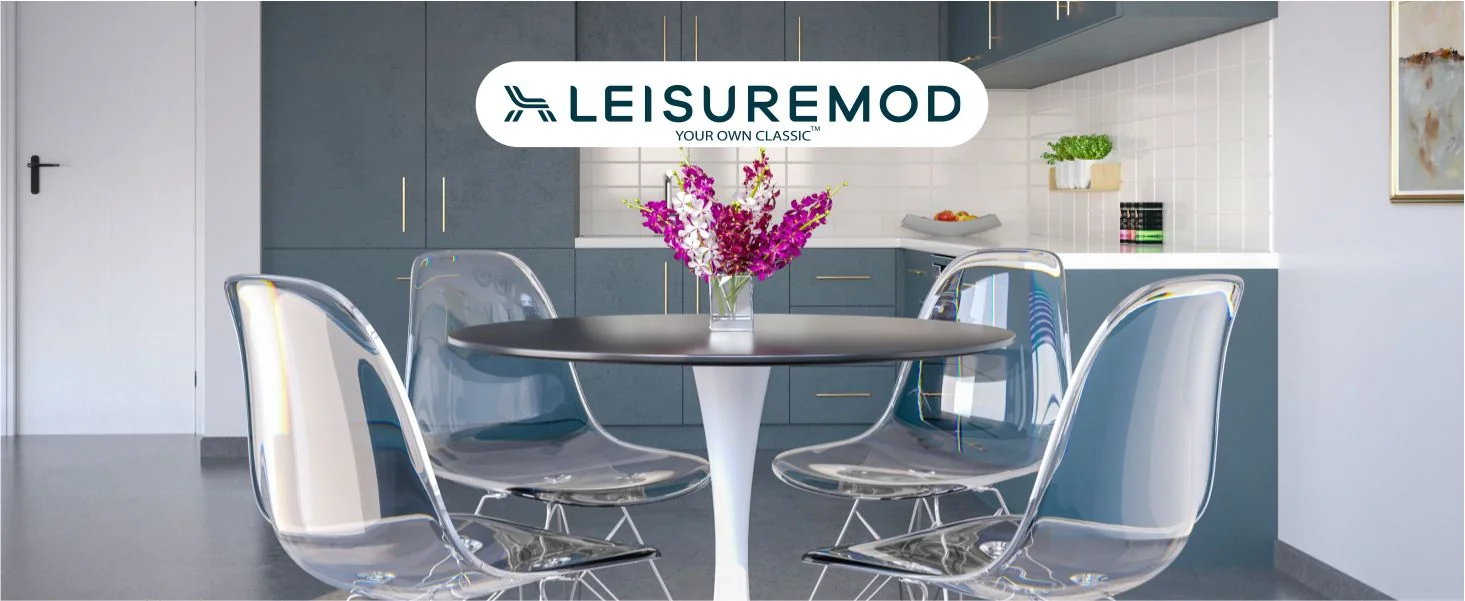 Bristol Mid-Century Modern Round Dining Table with a 31" Wood Top and Iron Pedestal Base with Gloss Finish for Kitchen and Dining Room