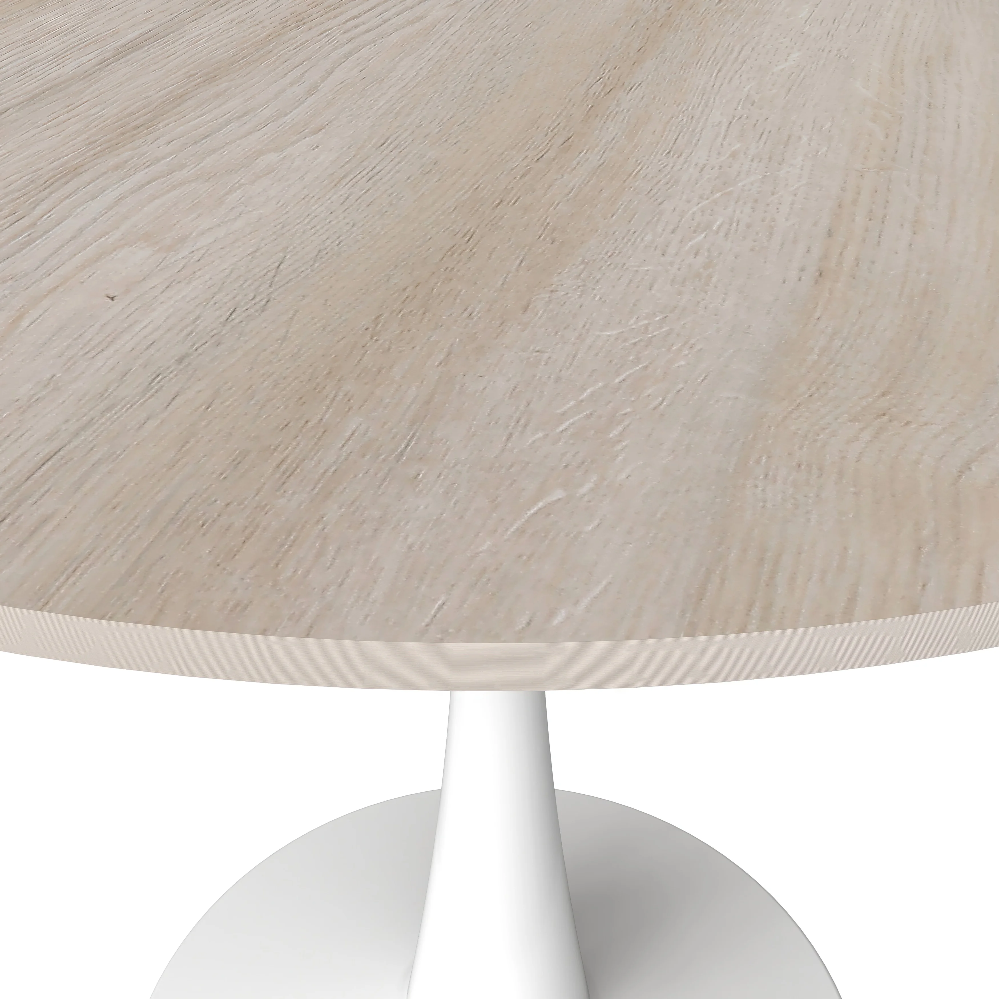 Bristol 31" Round Dining Table White Base with Sintered Stone Natural Wood Top