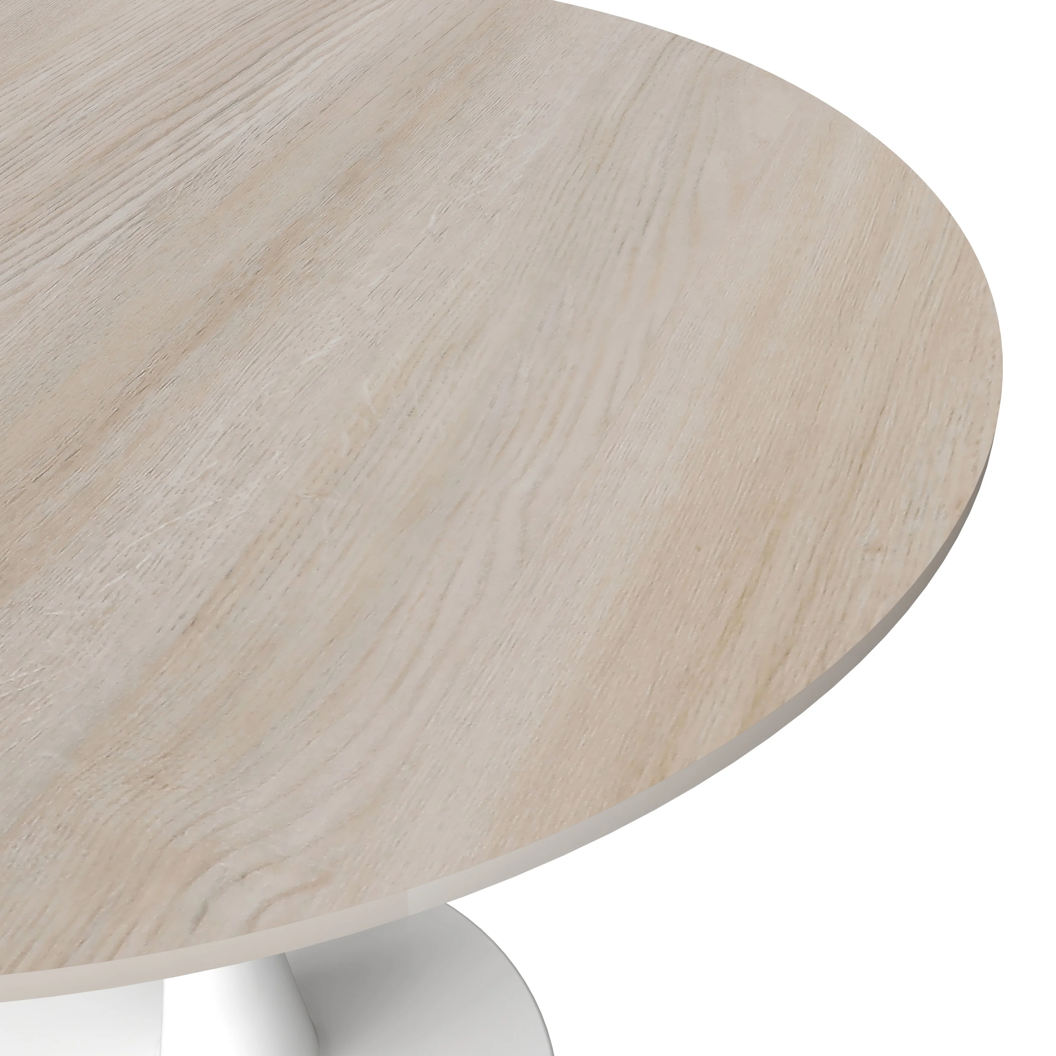 Bristol 31" Round Dining Table White Base with Sintered Stone Natural Wood Top