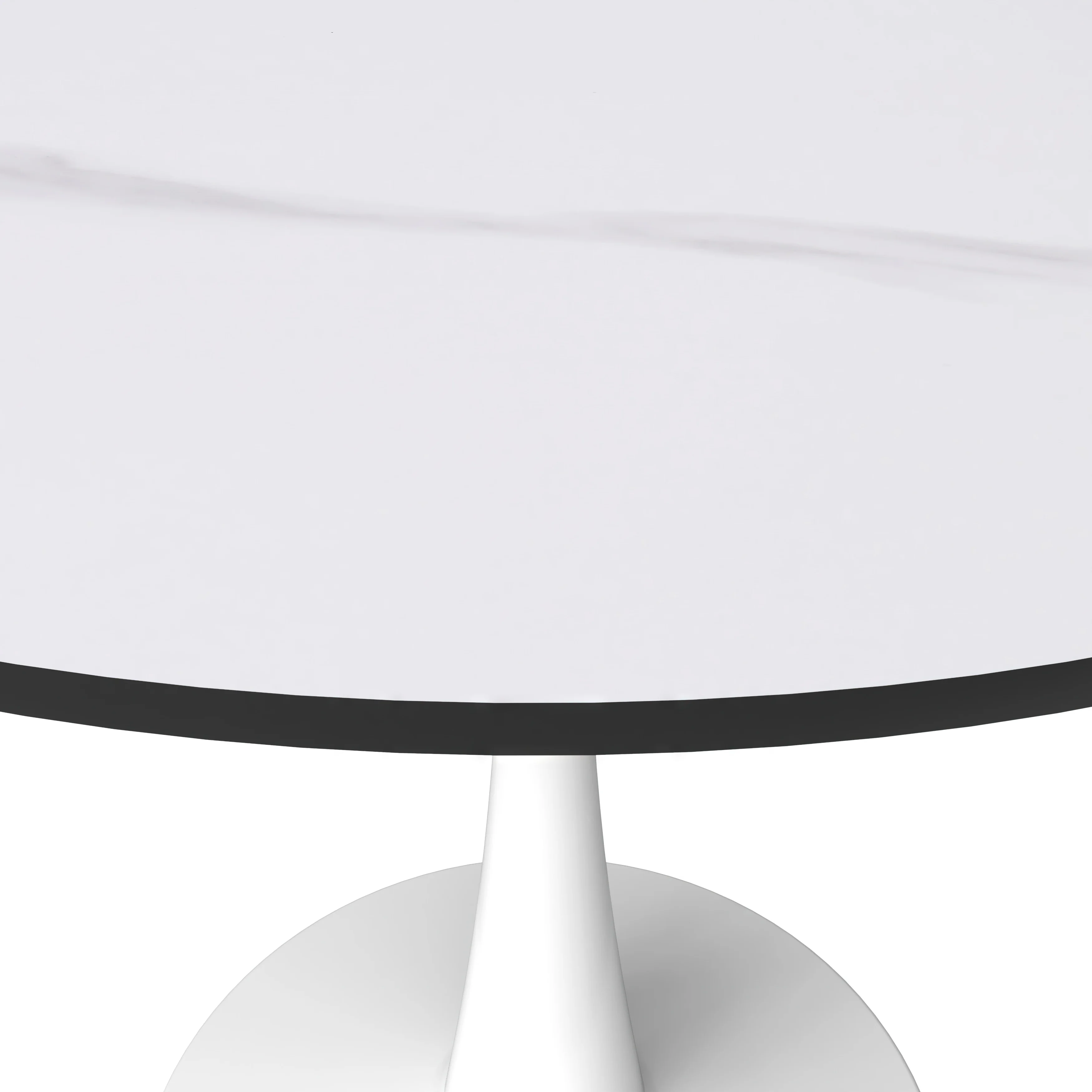 Bristol 31" round dining table White base with White Sintered stone Top