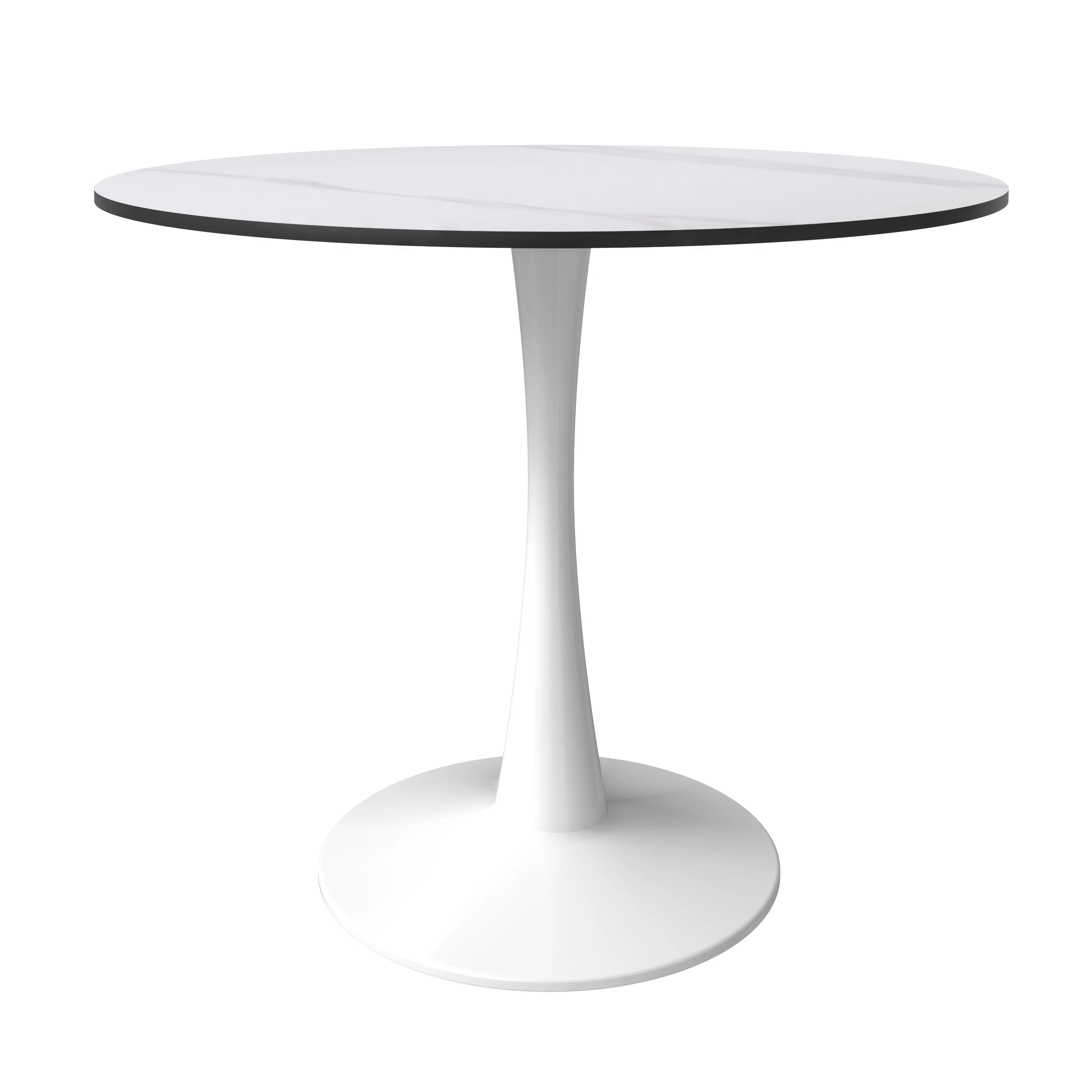 Bristol 31" round dining table White base with White Sintered stone Top