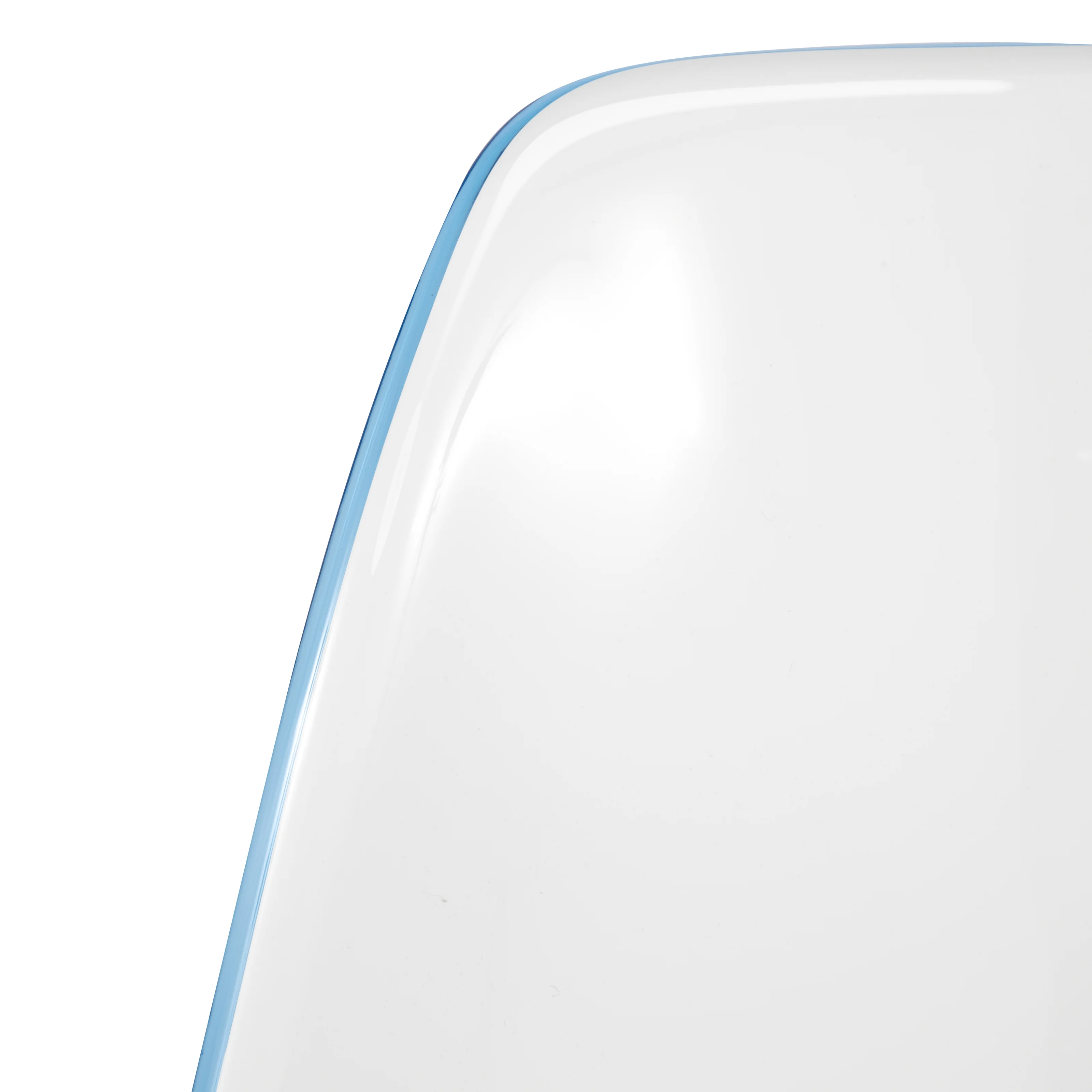 5-Piece Dining Set 35" Round Dining Table in White Iron - 4 ABS Plastic Side Chair in Chrome - White Blue