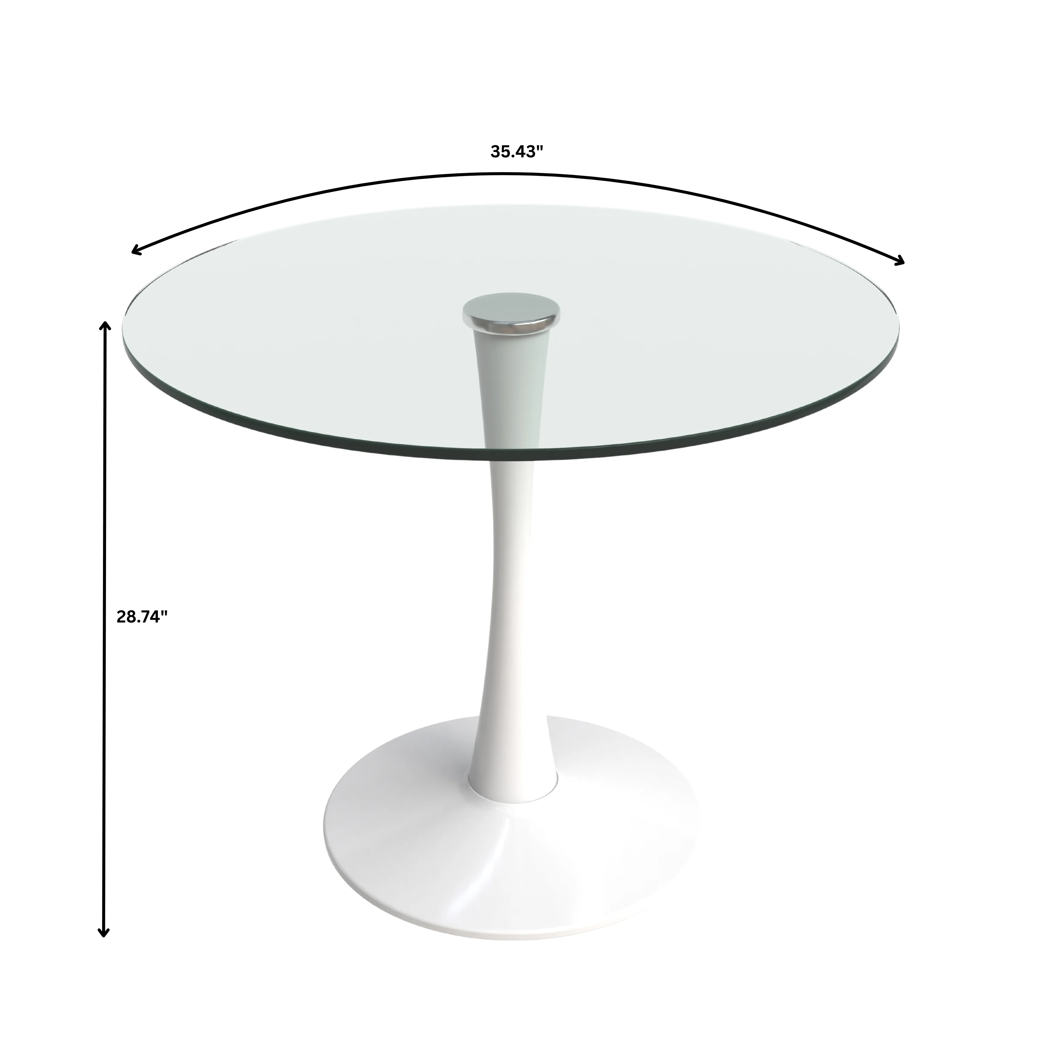 Bristol - Bistro Table White Base with Glass top
