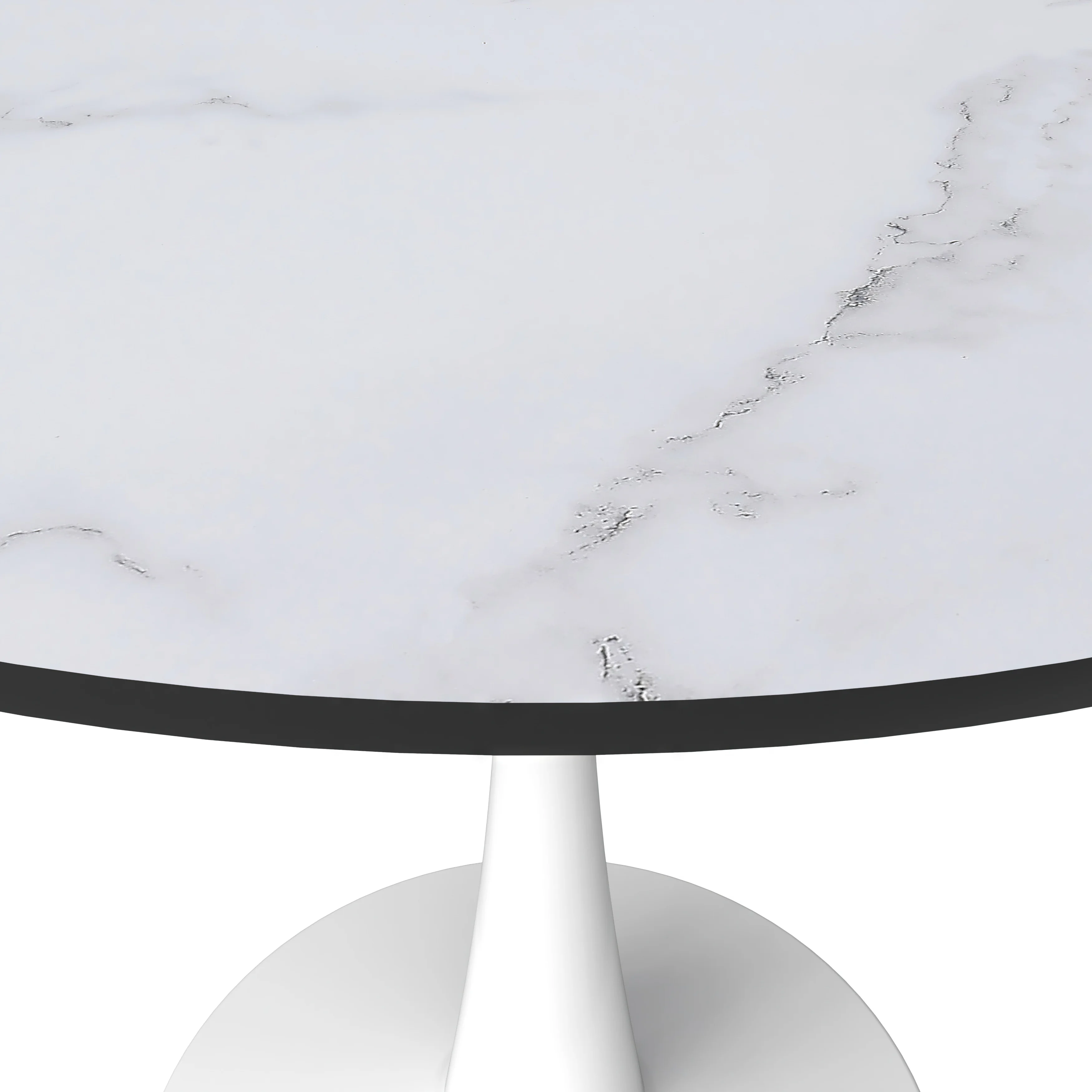 Bristol 35" round dining table White base with marbled MDF top