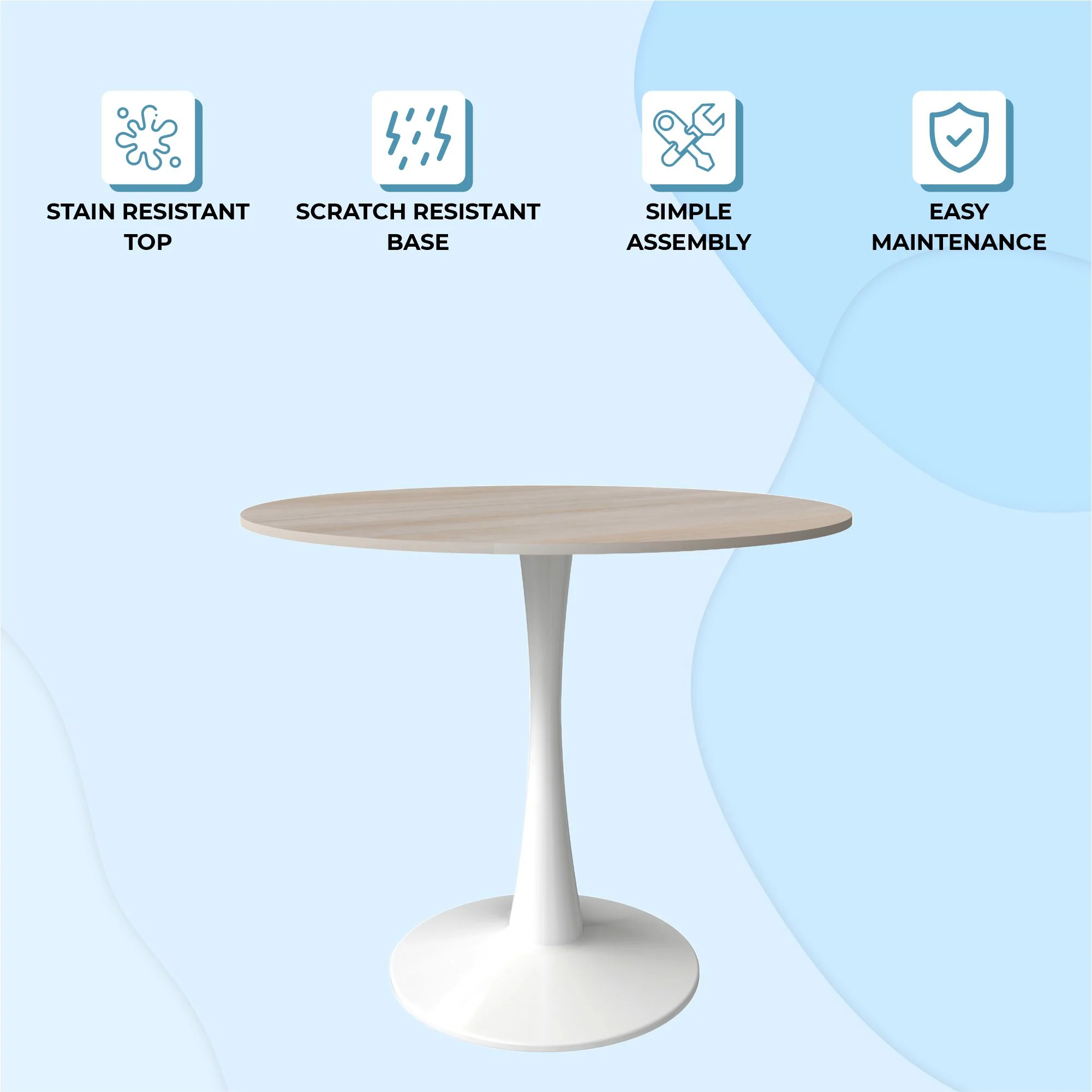 Bristol - Bistro Table - White base Natural wood Top