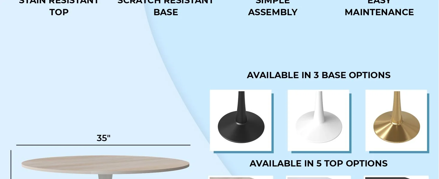 Bristol - Bistro Table - White base Natural wood Top