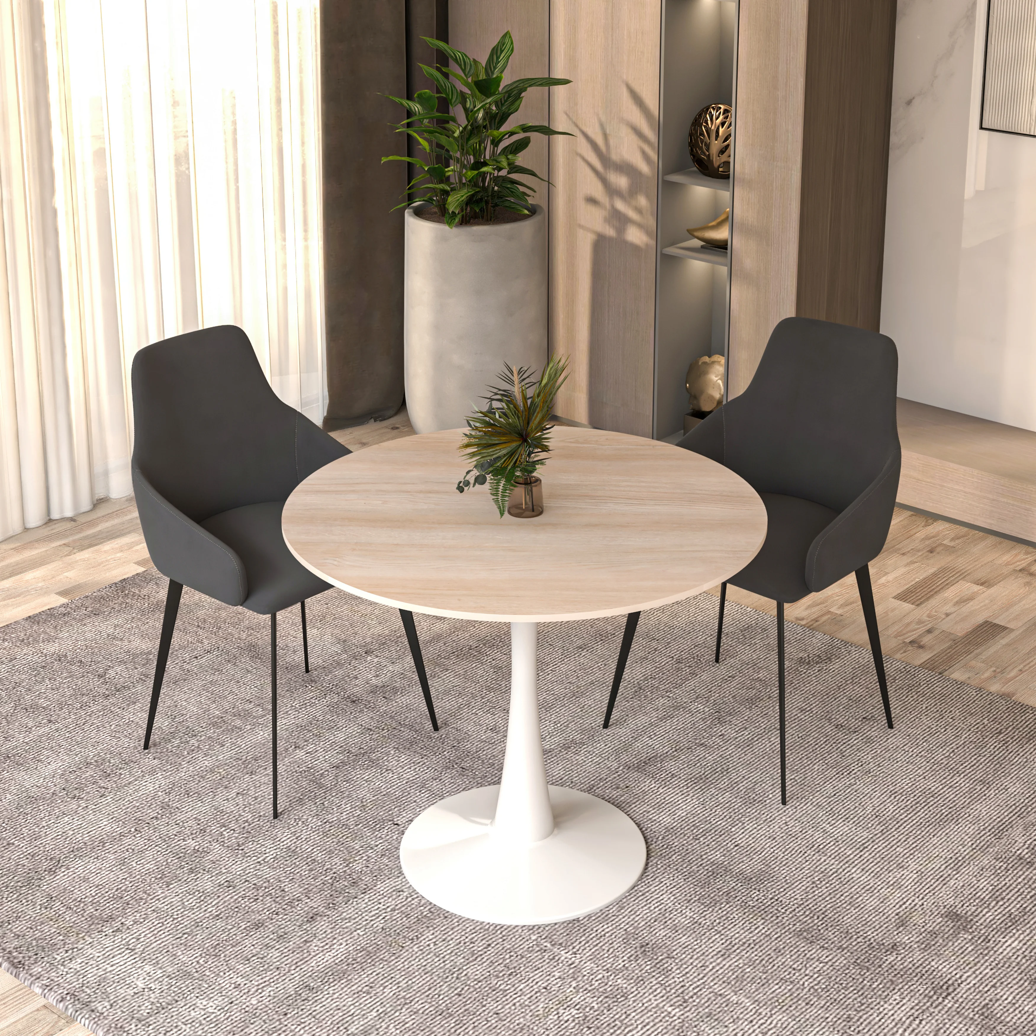 Bristol - Bistro Table - White base Natural wood Top