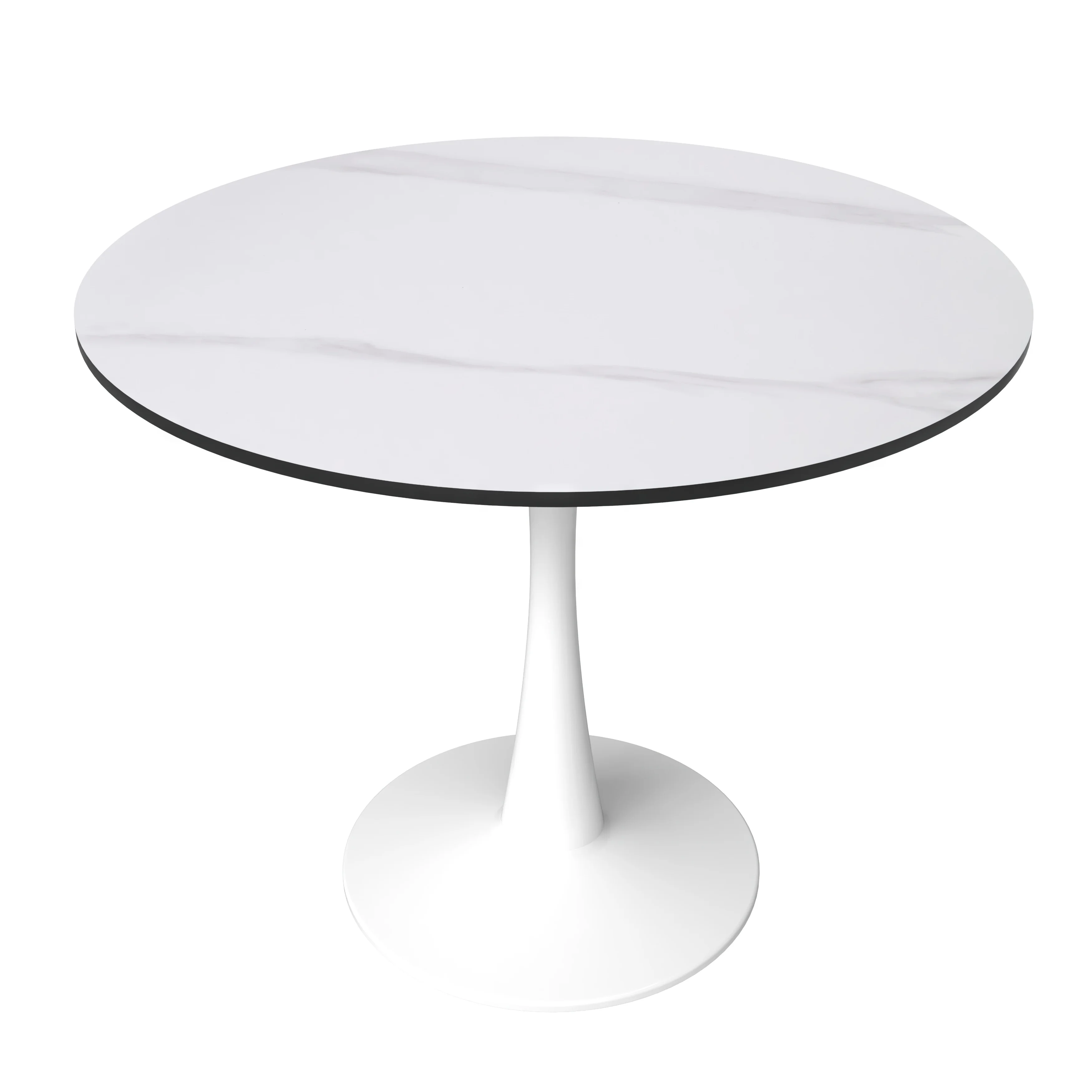 Bristol 35" round dining table White base with White Sintered stone Top