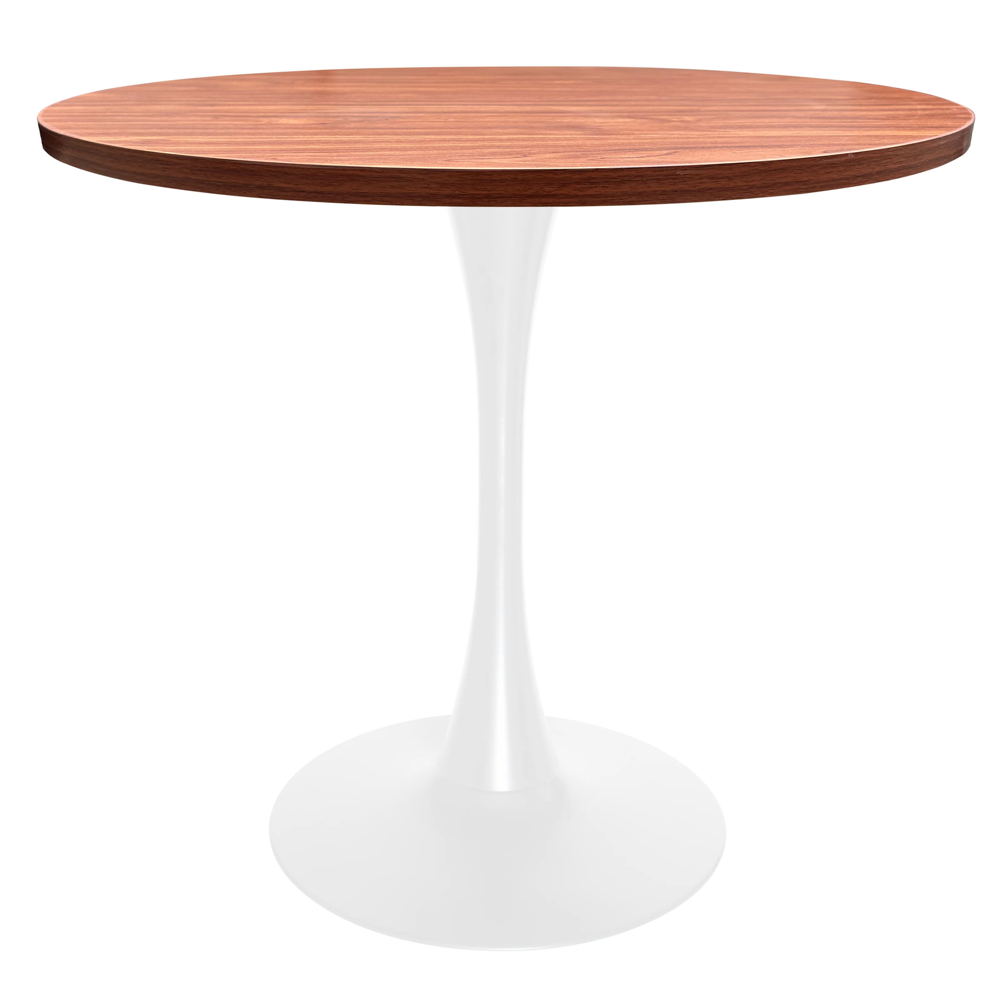Bristol Dining table, White Base with 36" Round Cognac Brown MDF top