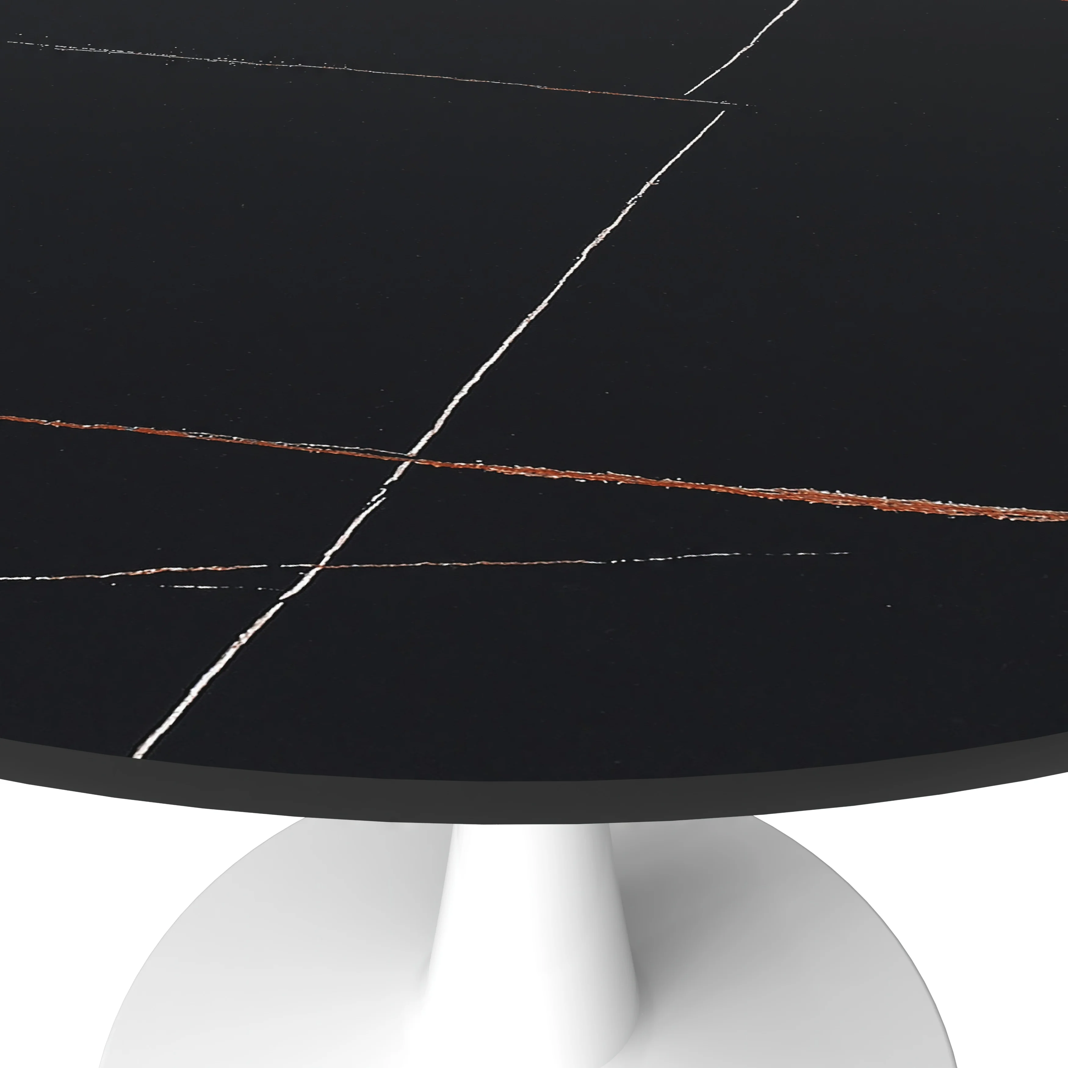 Bristol 40" round dining table White base with Black Sintered stone Top