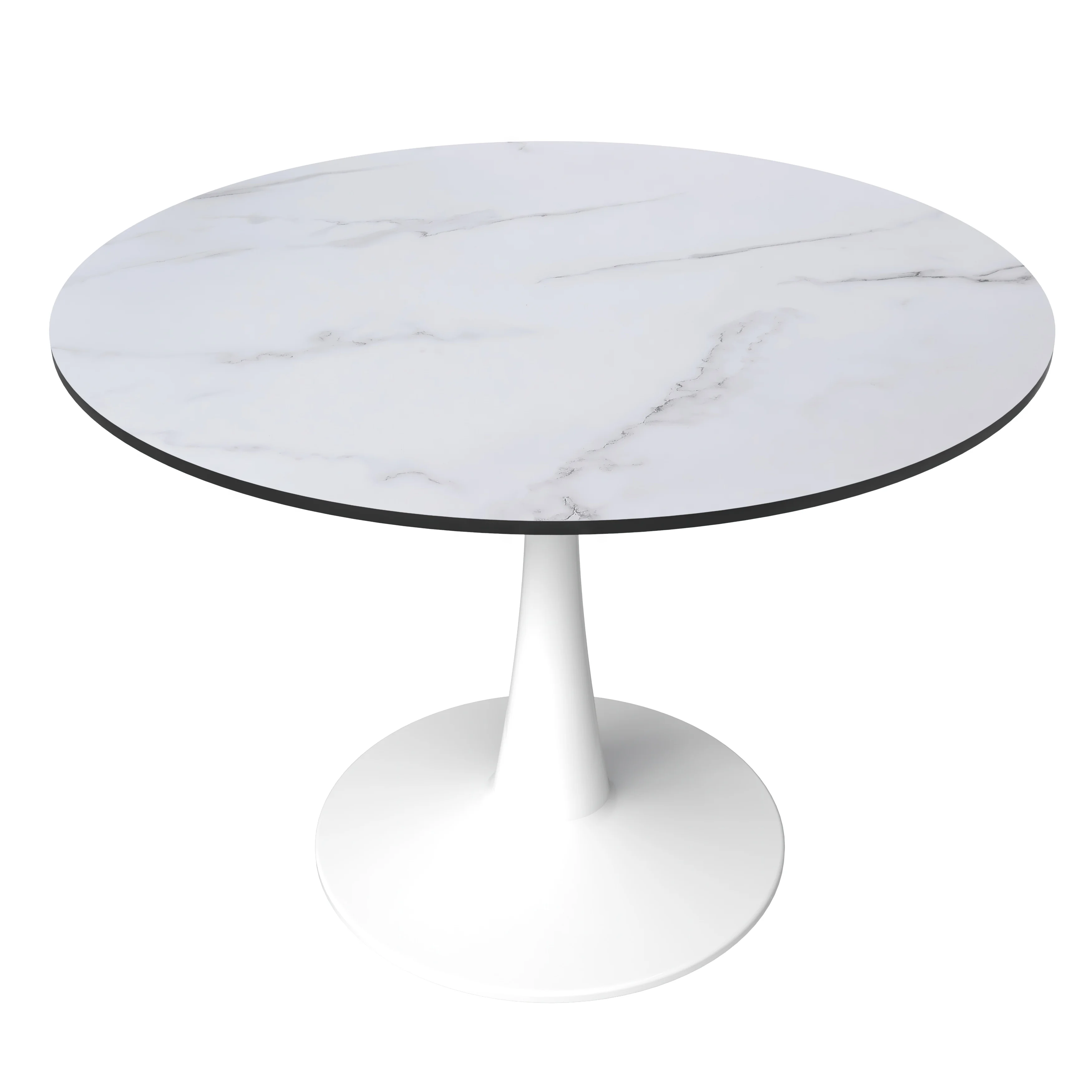 Bristol 40" round dining table White base with marbled MDF top