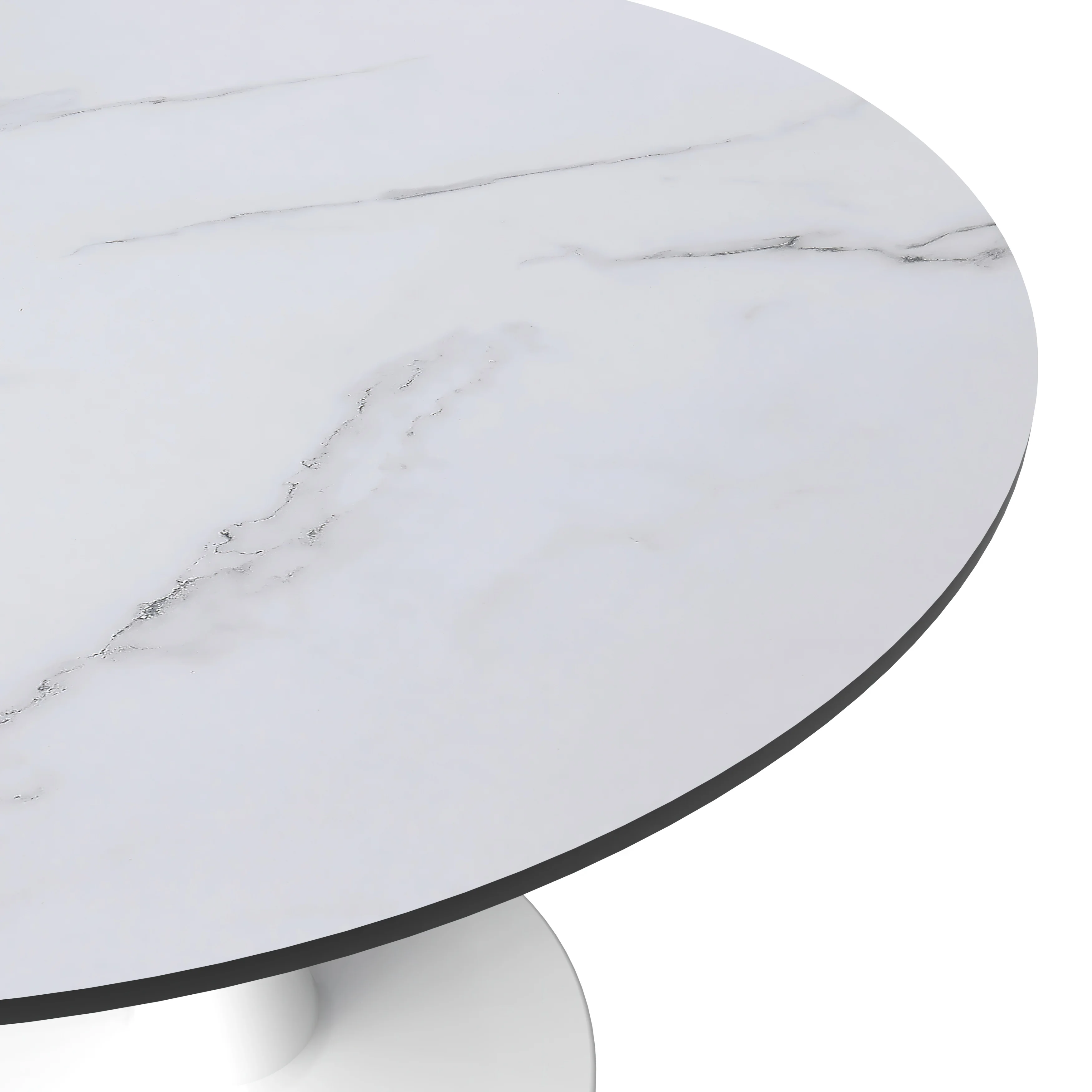Bristol 40" round dining table White base with marbled MDF top