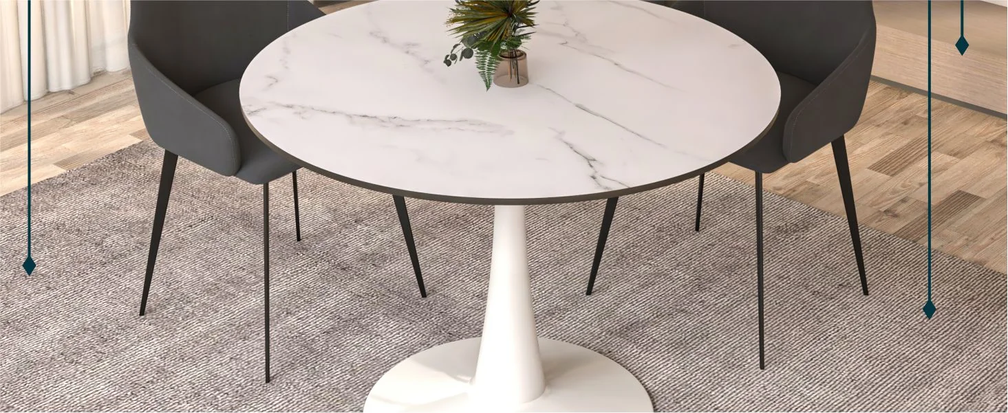 Bristol, 40" Round dining table in White