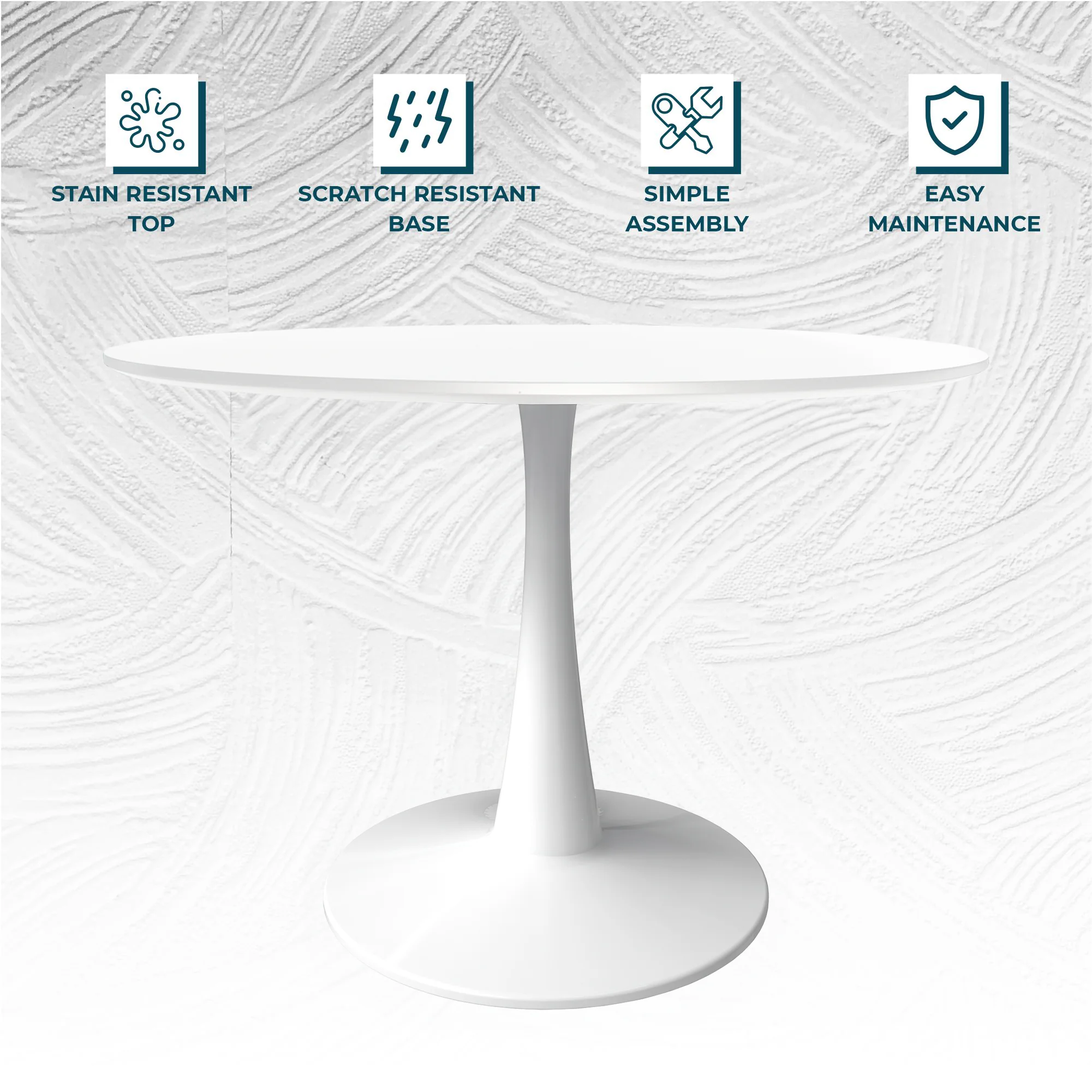 Bristol, 40" Round dining table in White