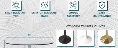 Bristol, 40" Round dining table in White