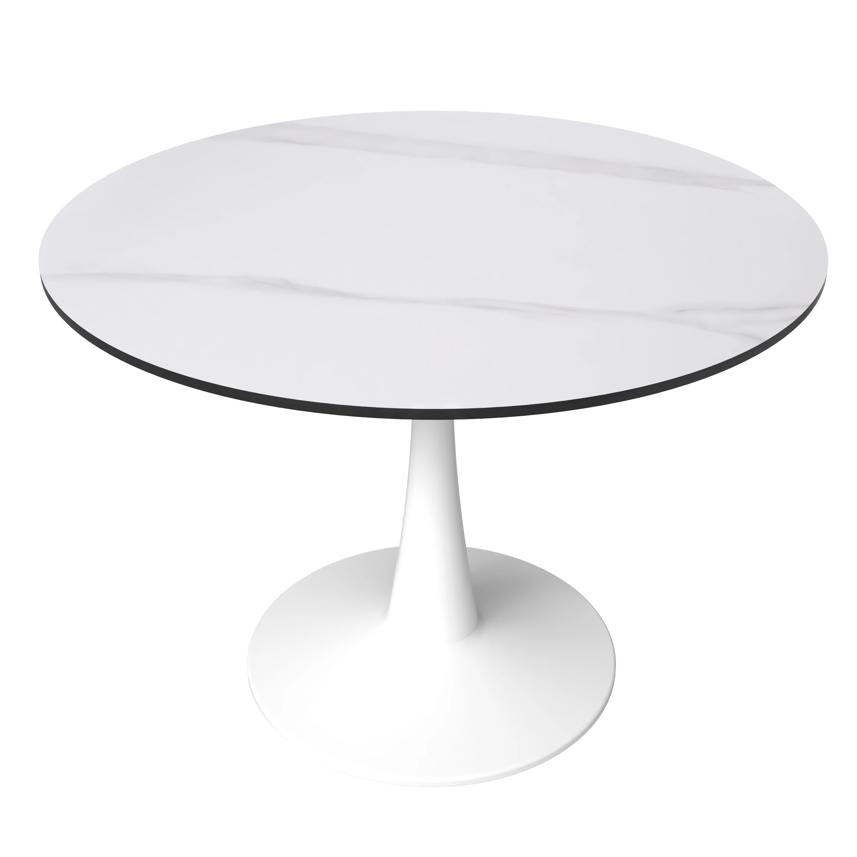 Bristol 40" round dining table White base with White Sintered stone Top
