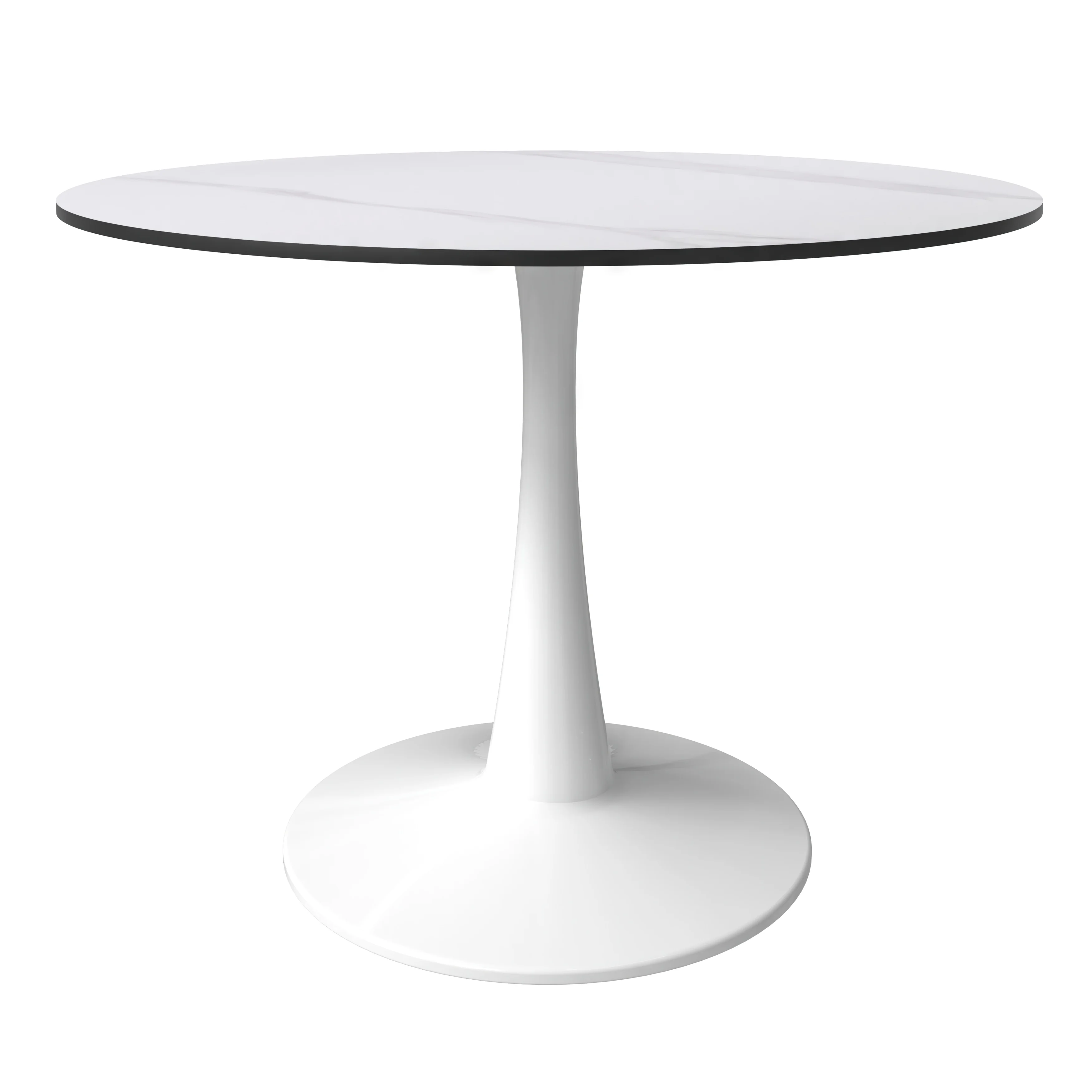 Bristol 40" round dining table White base with White Sintered stone Top