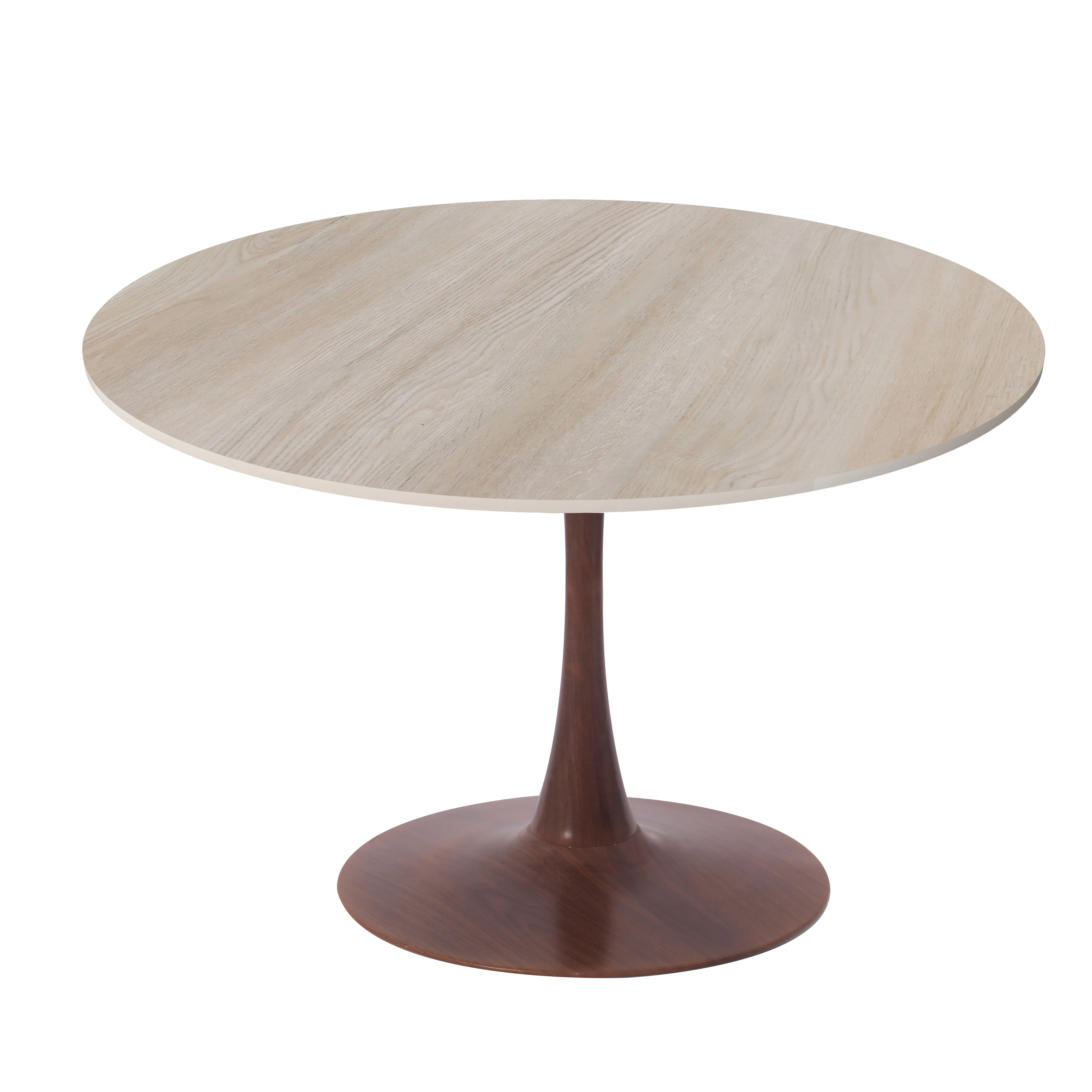 Bristol 35" Round Dining Table Wood Transfer Walnut Base with MDF Natural Wood Top
