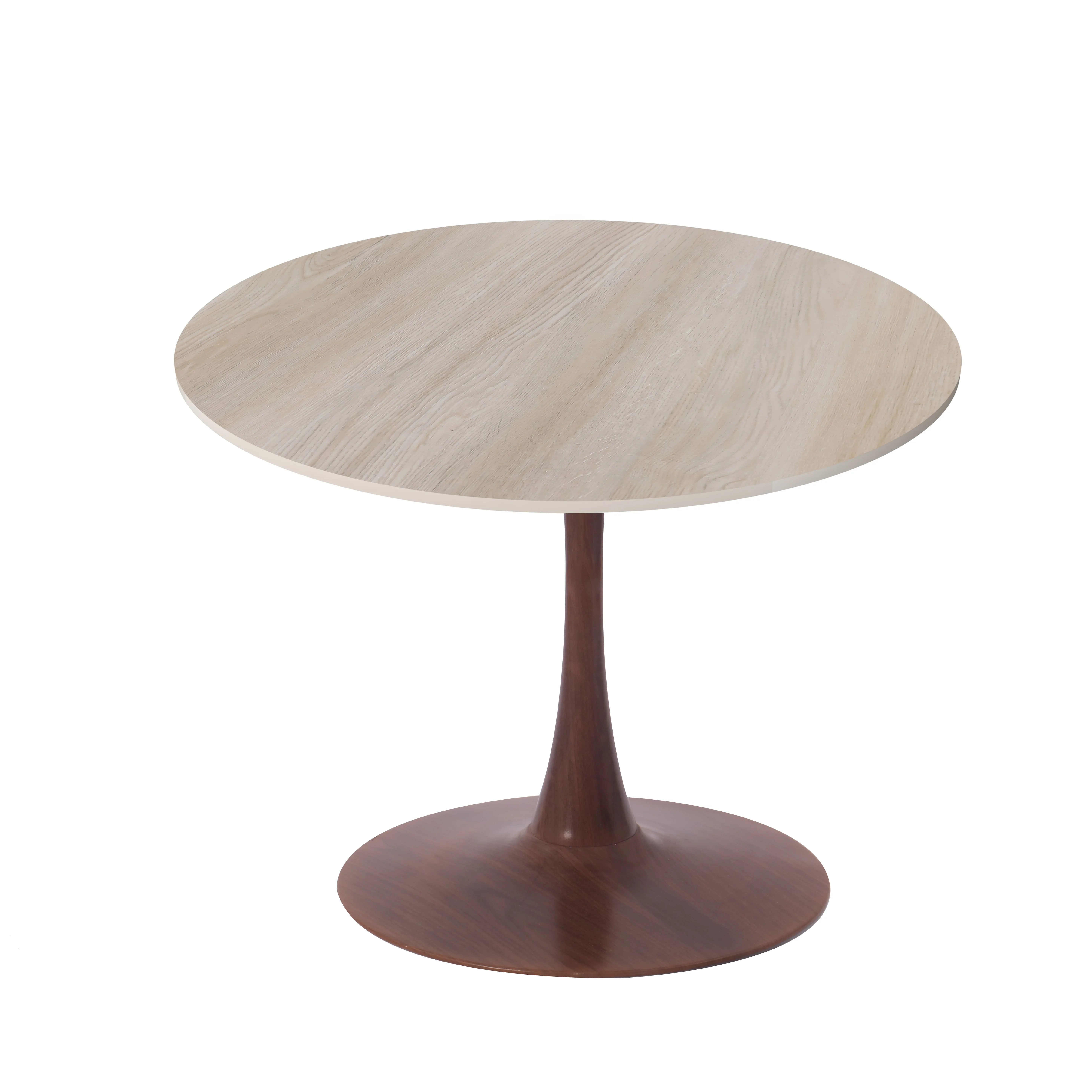 Bristol 35" Round Dining Table Wood Transfer Walnut Base with MDF Natural Wood Top